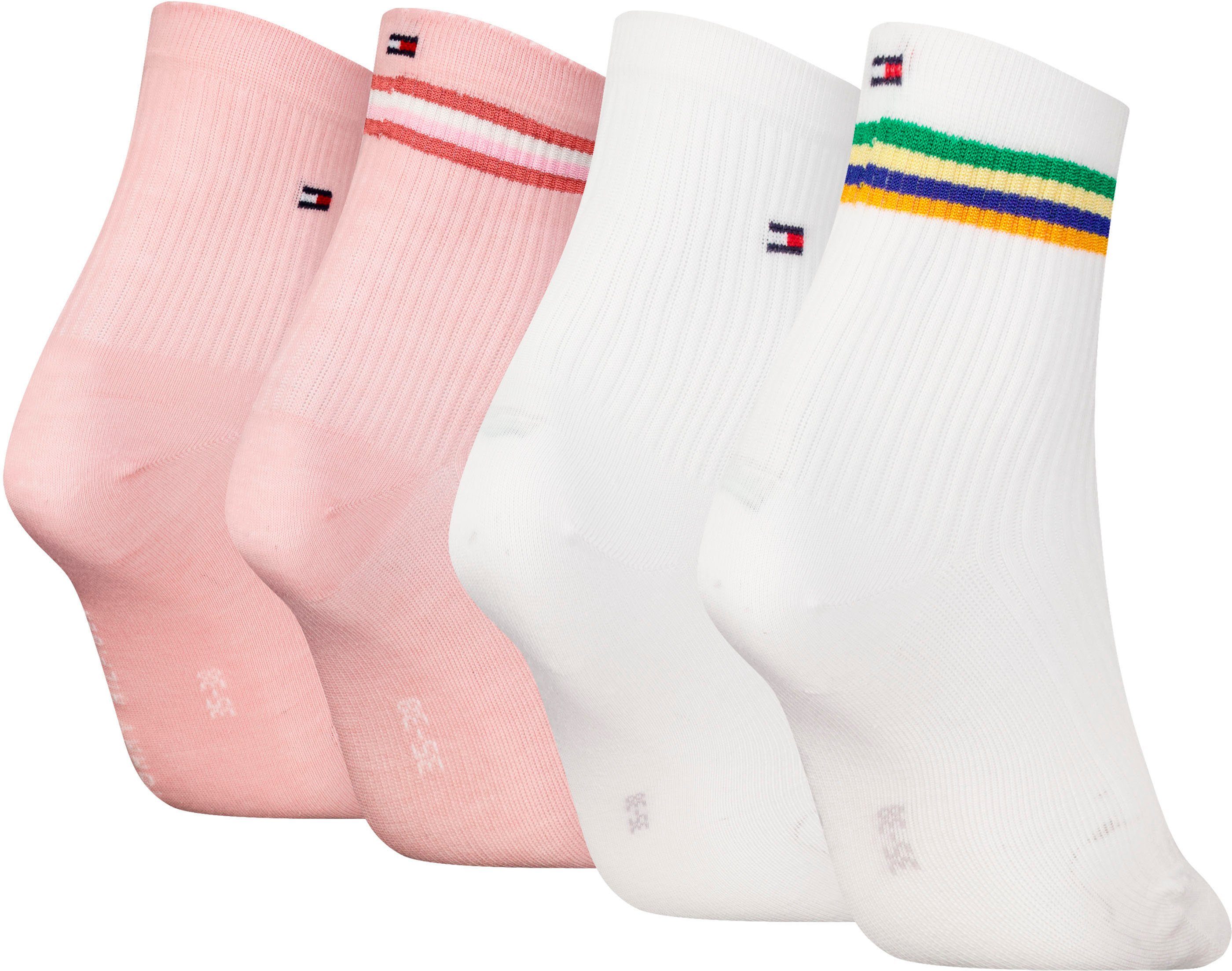 Tommy Hilfiger Korte sokken met strepen en vlag-label (4 paar, Set van 4)