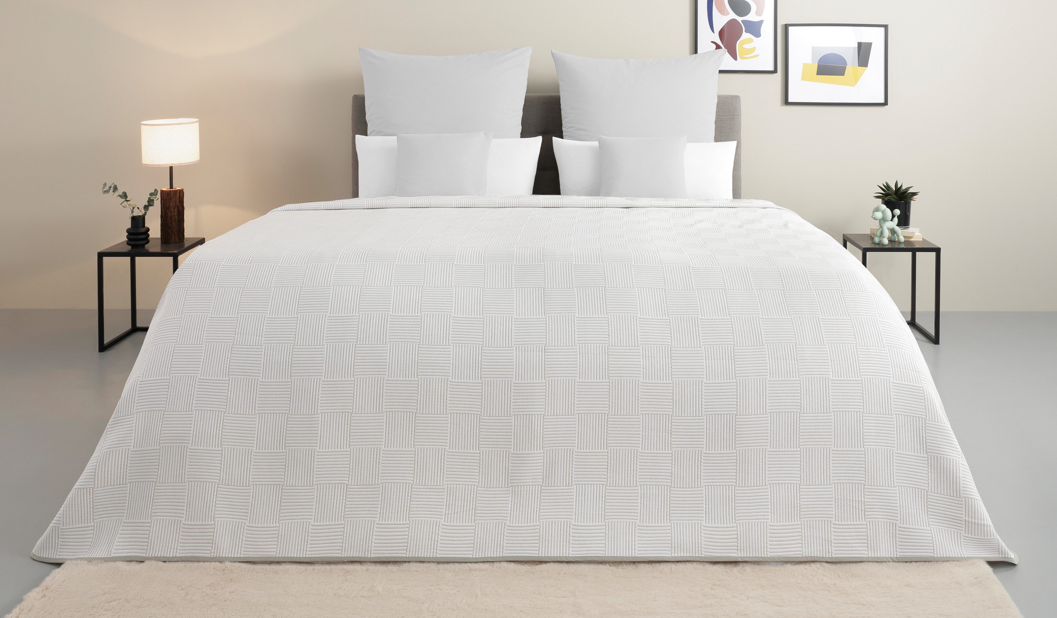 Home affaire Sprei Luisa met grafisch patroon, vanaf maat 140x210 cm spreien grijs