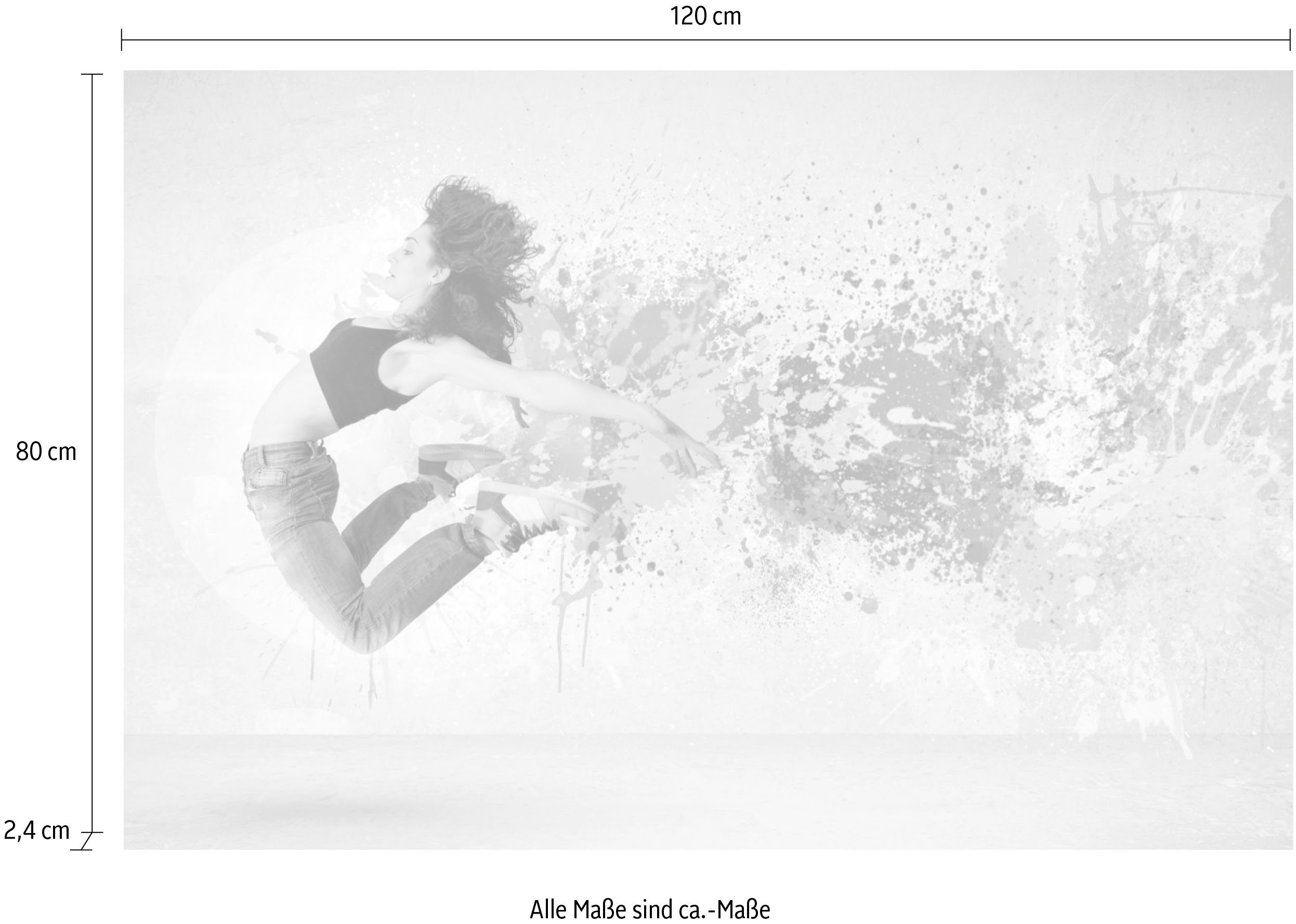 queence Artprint op acrylglas Springende vrouw Fine Art-print in galeriekwaliteit