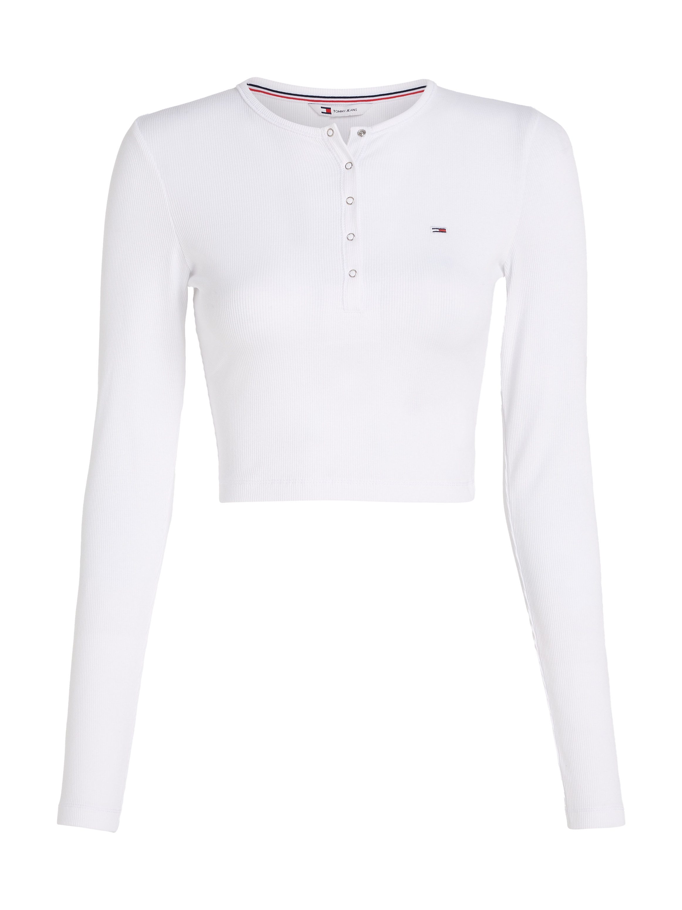 TOMMY JEANS Shirt met lange mouwen TJW CRP HENLEY TOP LS in modieuze cropped vorm