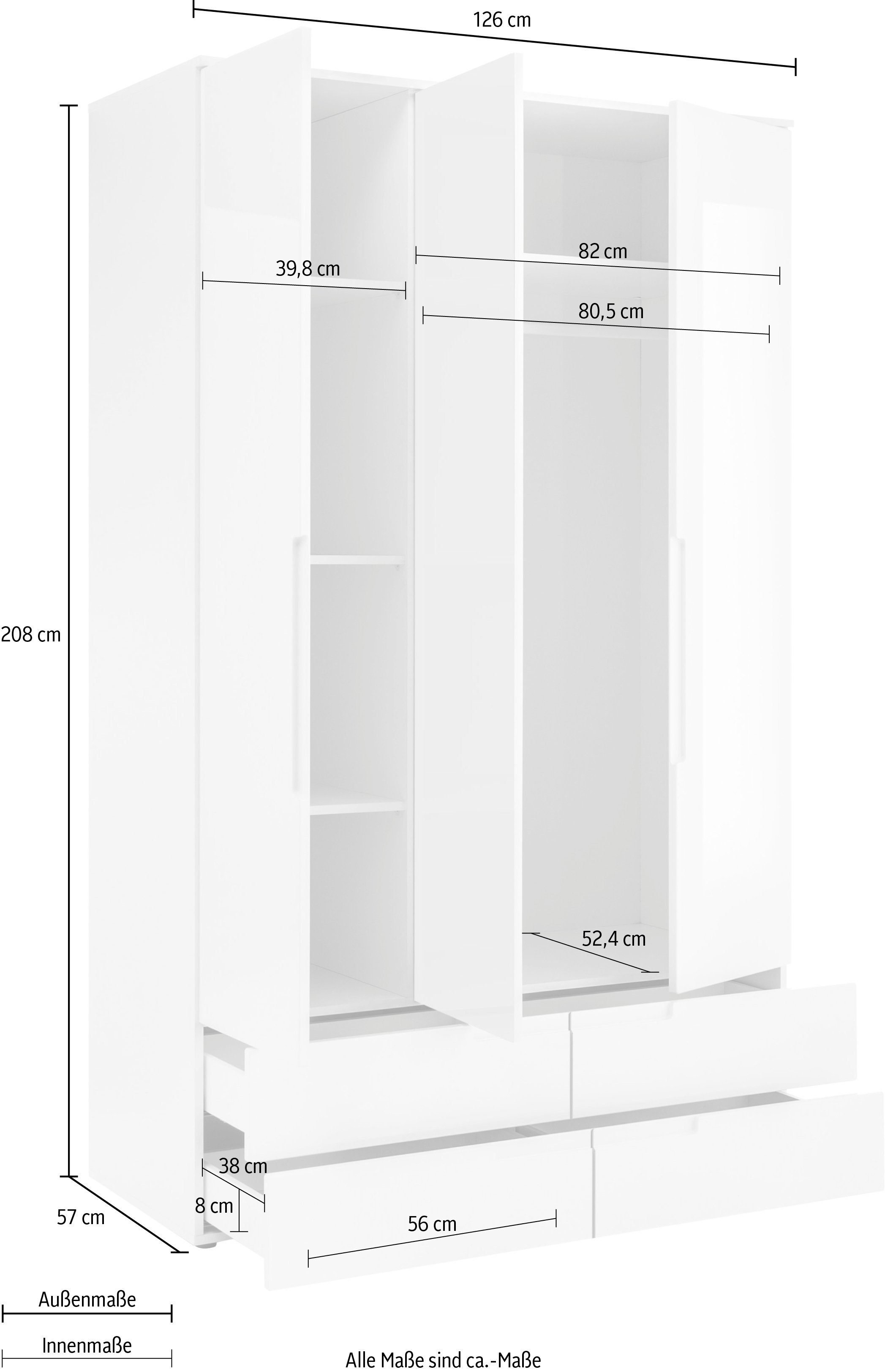 Schlafkontor Draaideurkast Spice met hoogglansfront