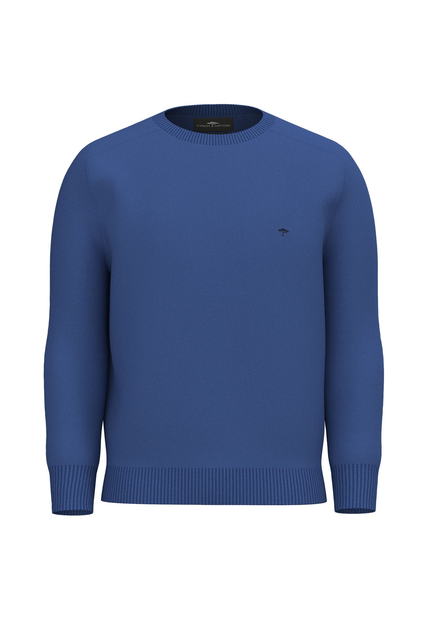 FYNCH-HATTON Gebreide trui met geborduurd logo heren pullovers maat XL blauw