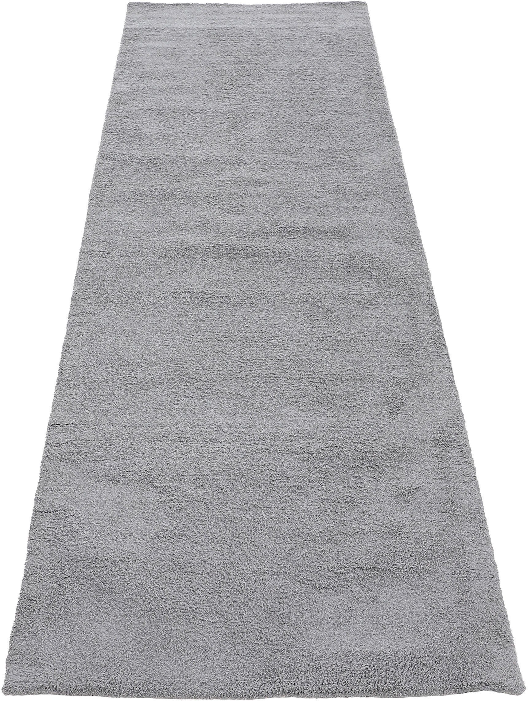 carpetfine Hoogpolig vloerkleed Silky Shaggy, langharig, effen, bijzonder zacht, handgemaakt hoogpolige vloerkleden maat 75 cm x 240 cm x 20 mm grijs