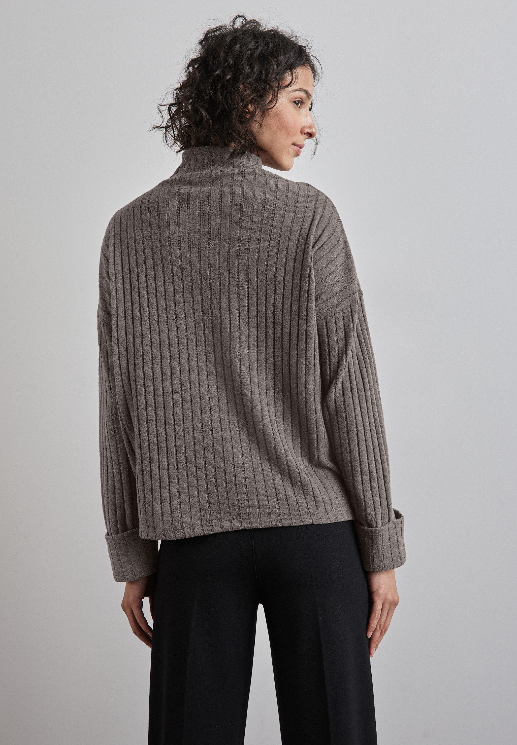STREET ONE Shirt met lange mouwen met ribstructuur