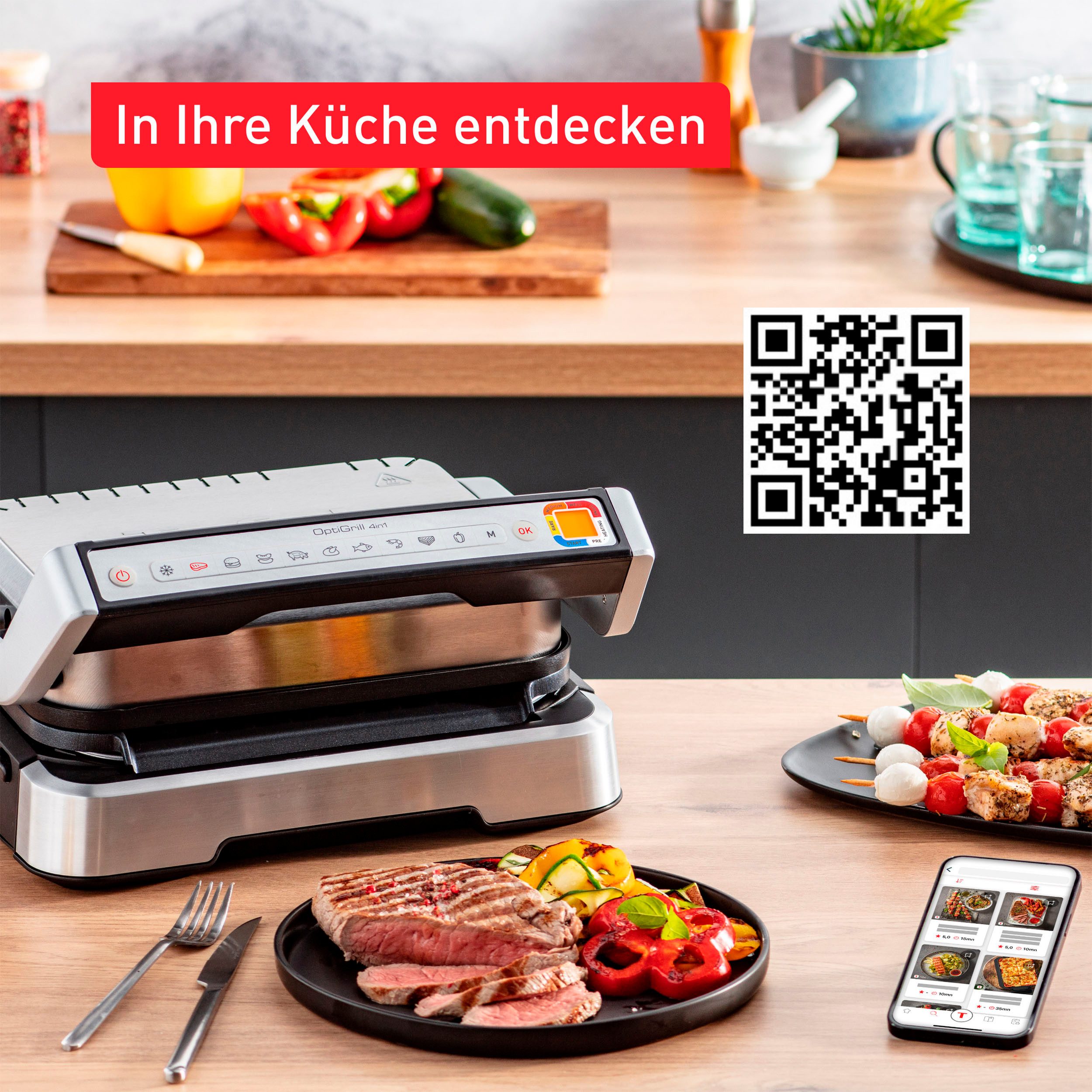 Tefal Contactgrill GC774D TK OptiGrill 4in1 Grillen/BBQ/Oven/complete maaltijd