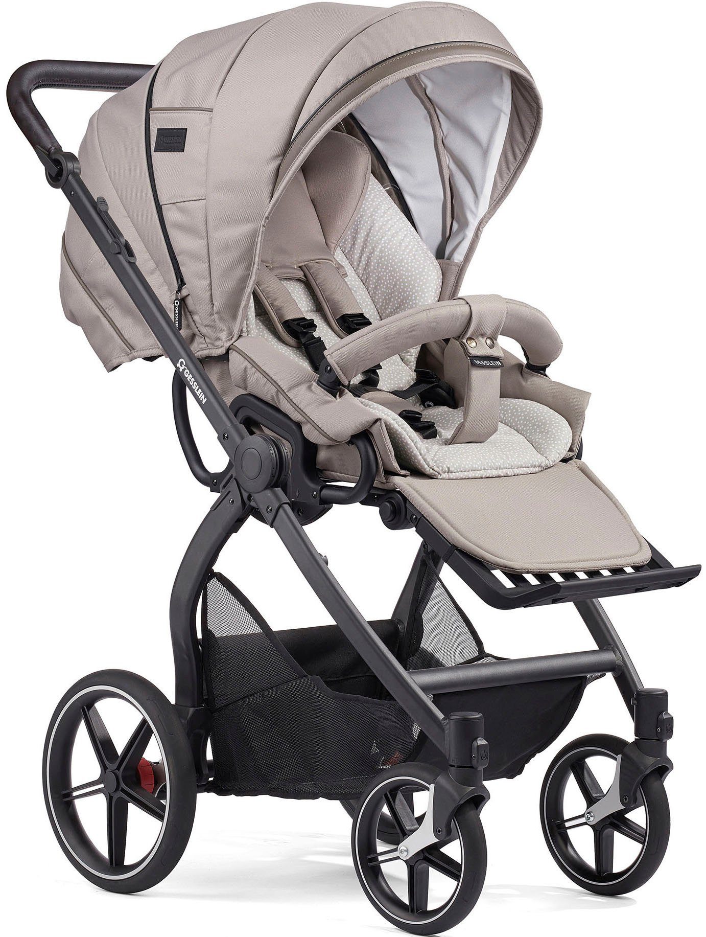 Gesslein Combi-kinderwagen FX4 Soft+ met opzetstuk Classic zwart/zwart, steengrijs