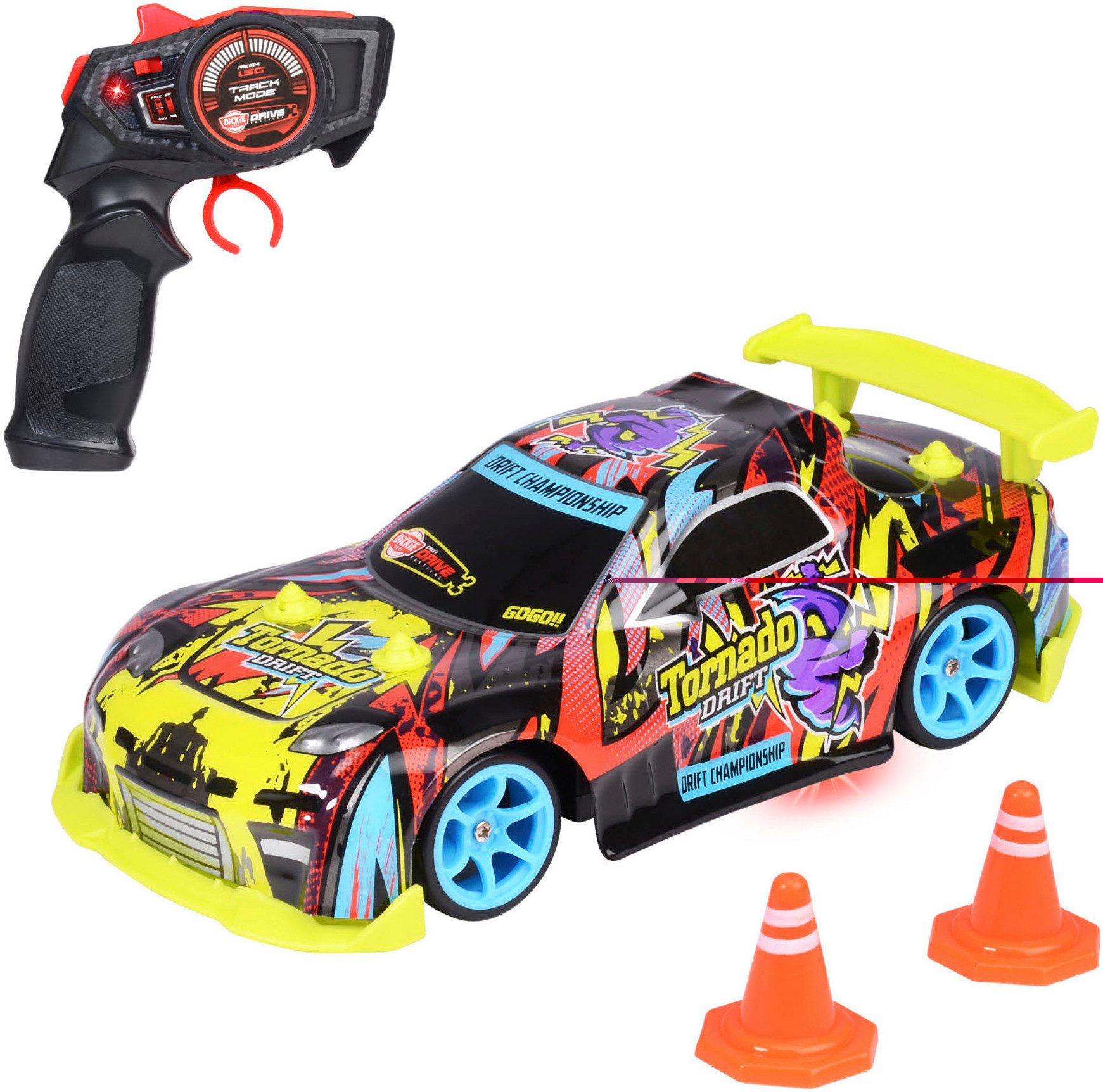 Dickie Toys Radiografisch bestuurbare auto RC Tornado Drift, 2,4 GHz met verlichting en...