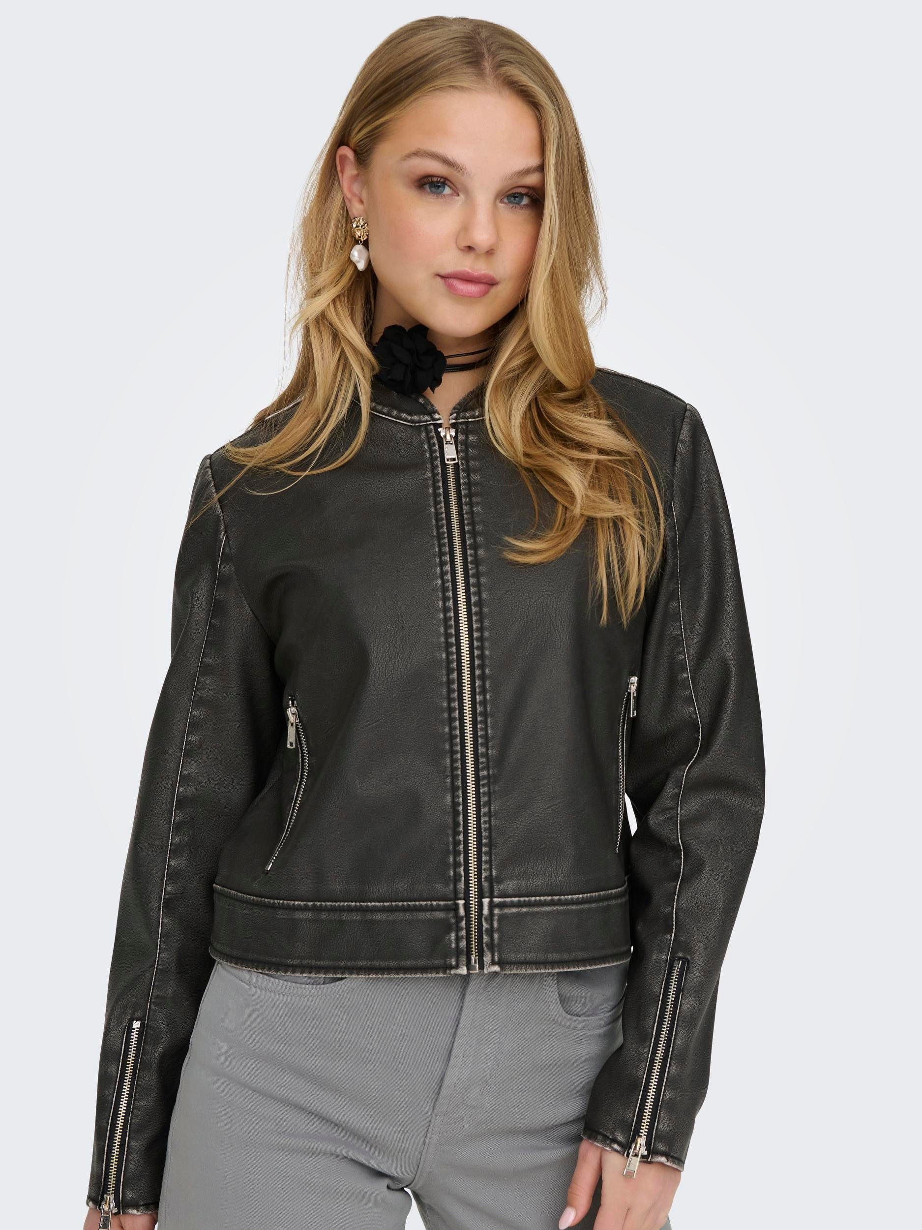 Only Leren jack ONLMINDY FAUX LEATHER WASHED JACKET OTW