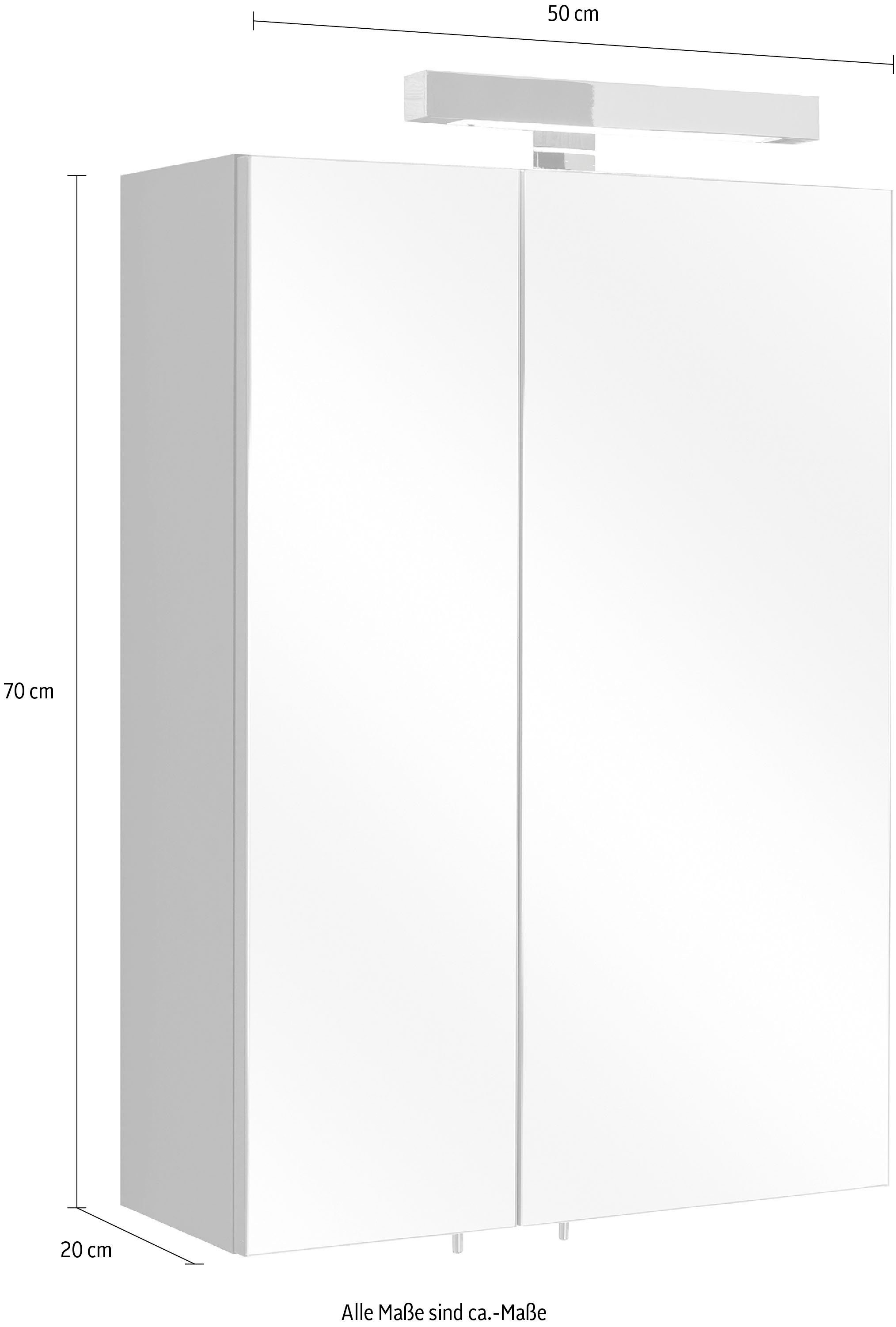 Saphir Spiegelkast Quickset 311 badkamermeubel, 2 spiegeldeuren, 2 planken, 50 cm breed