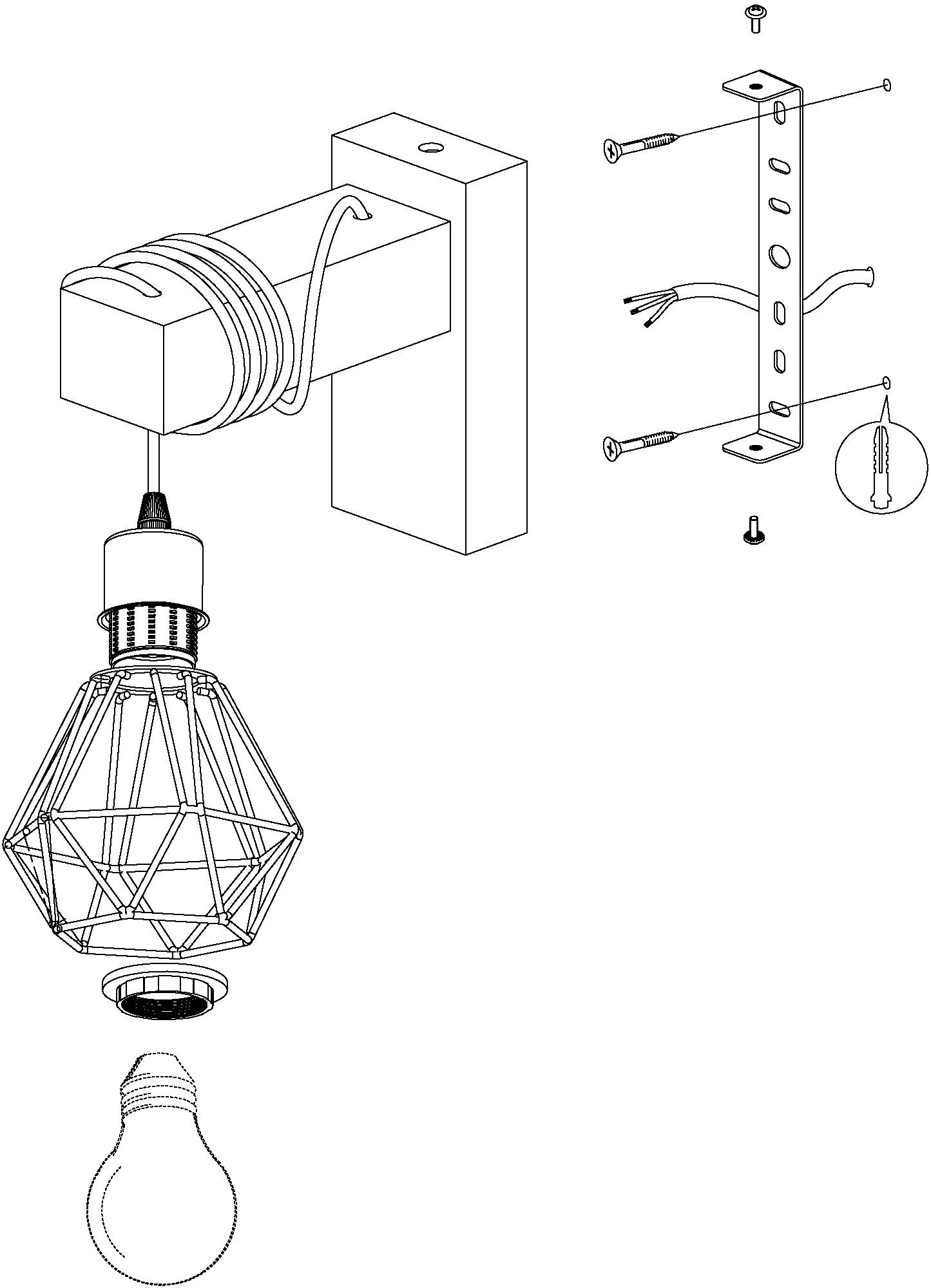 EGLO Wandlamp TOWNSHEND 5 Vintage wandlamp in Industrial design, retro lamp fitting: E27
