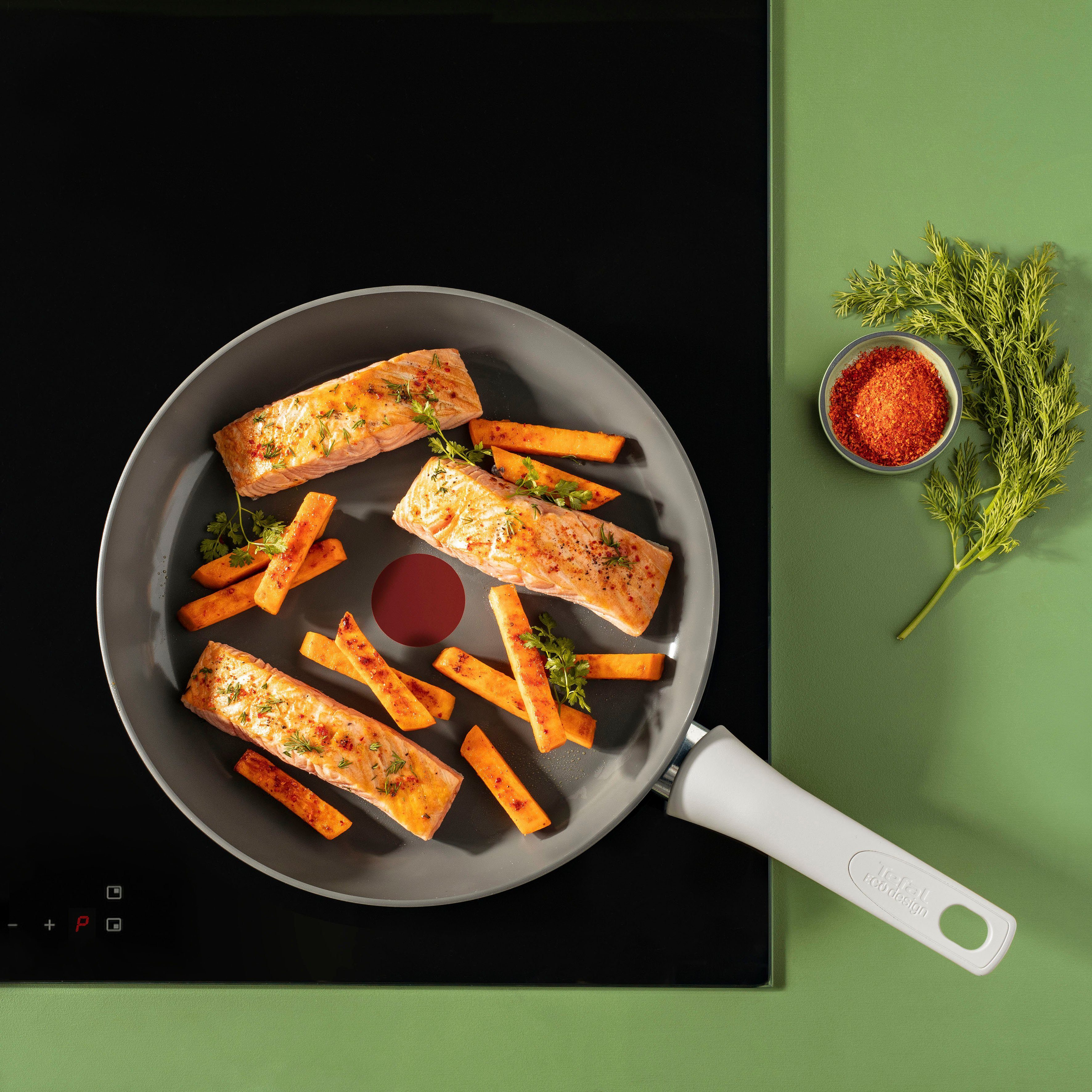 Tefal Koekenpan Renew On inductiegeschikt, Made in France milieuvriendelijk, thermo-signaal bij ideale baktemperatuur (1-delig)