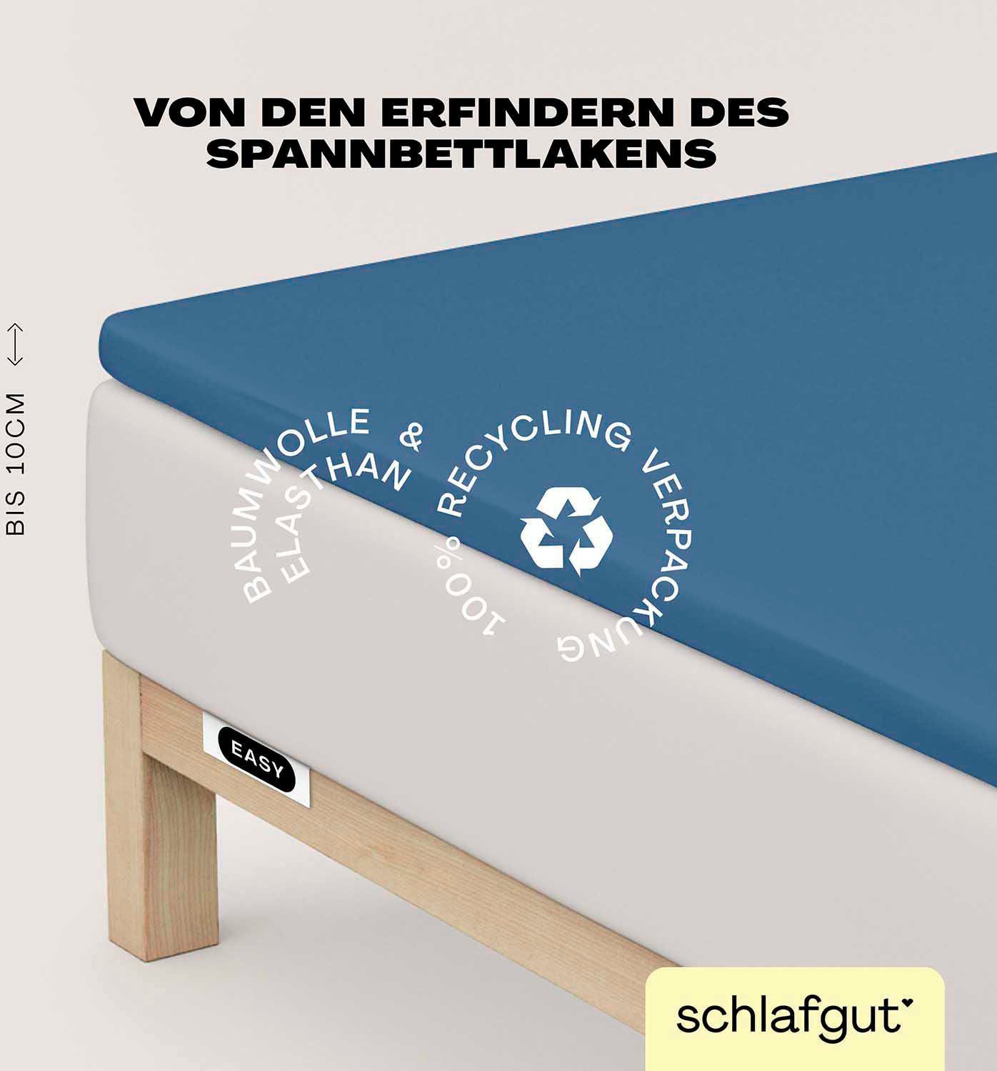 Schlafgut Hoeslaken EASY jersey elastaan topper (1 stuk) hoeslakens maat 180-200 cm x 200-220 cm blauw