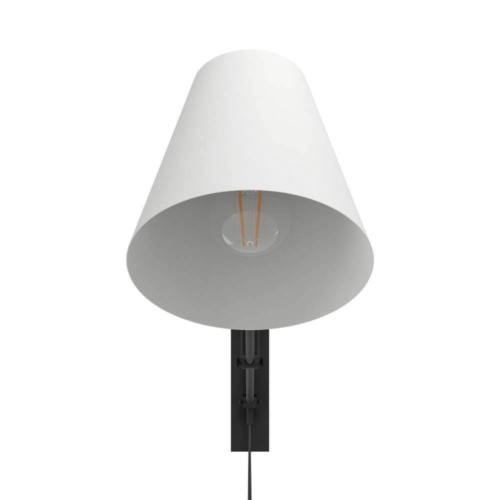 EGLO Wandlamp FORCADET Wandlamp, metaal in zwart, textiel in grijs, leeslamp, E27 fitting (1 stuk)