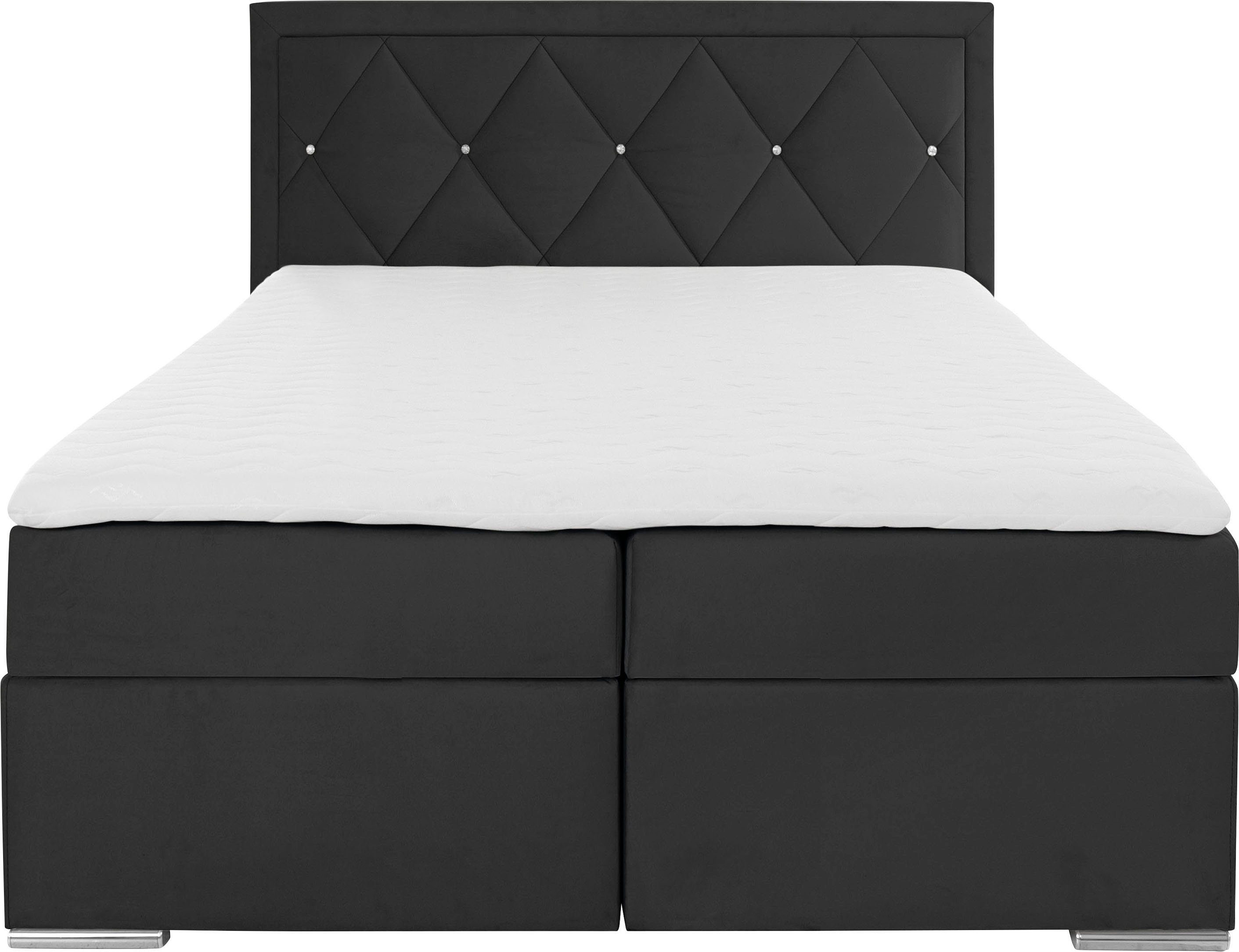 Leonique Boxspring Alfie, bestseller, optioneel met bedlade met strassteentjes in het hoofdbord, h2, h3 en h4 ter keuze