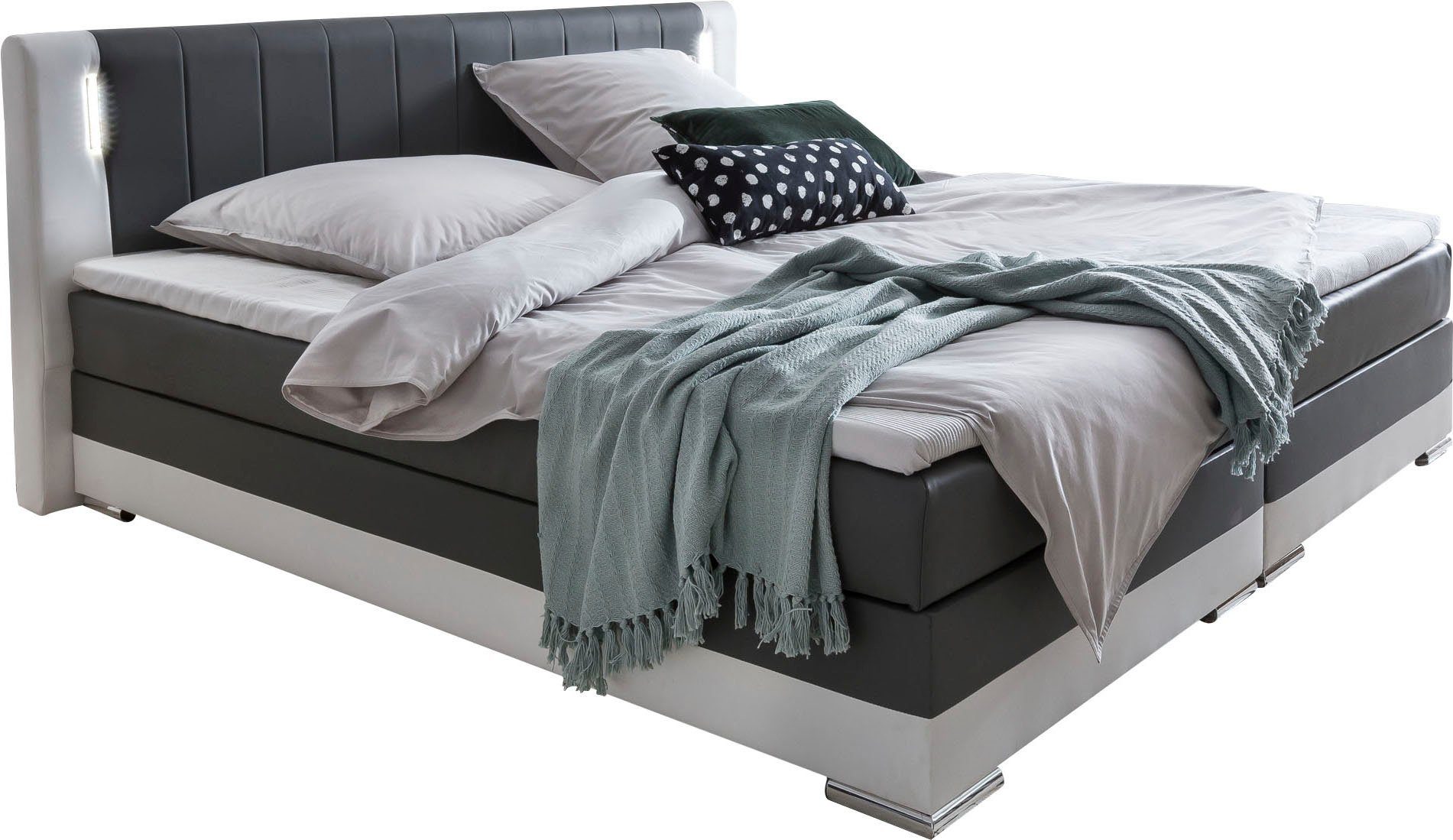SalesFever Boxspring Ledverlichting in het hoofdbord, lounge bed inclusief visco-topmatras