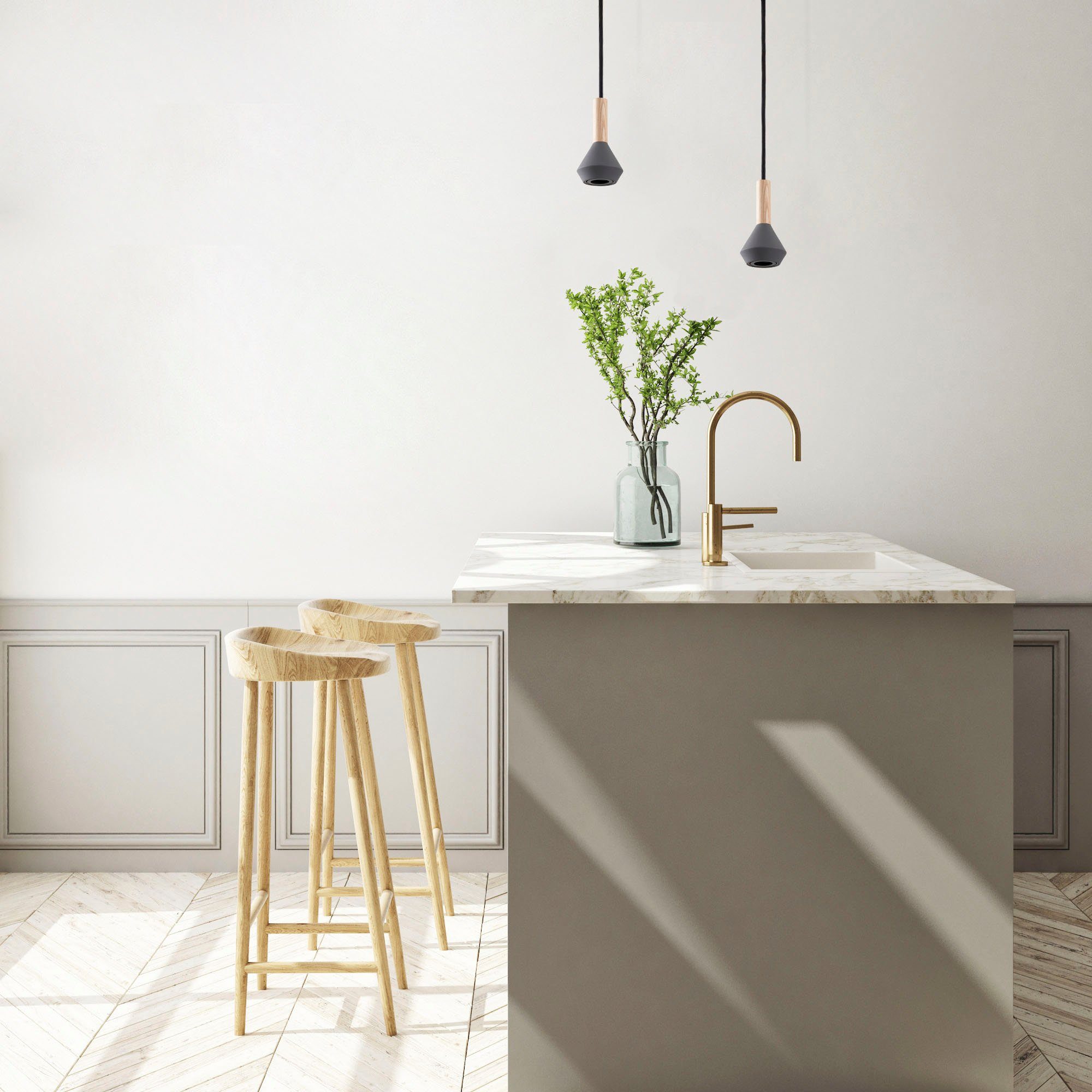 Paco Home Hanglamp Mora Woonkamer eetkamer klein modern hout metaal GU10 keukenlamp