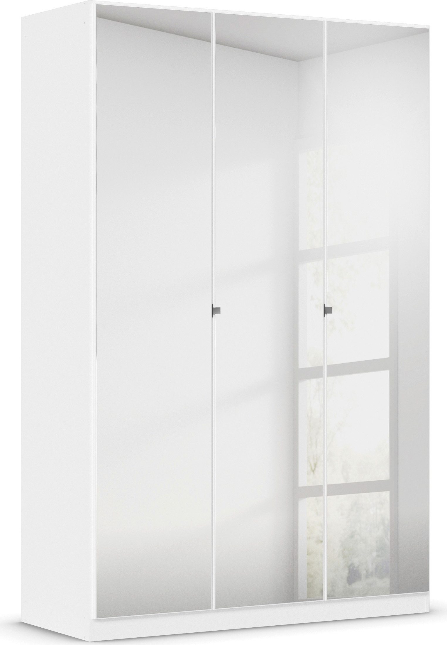 rauch Draaideurkast Reflect met spiegelfront, inclusief praktische interne indeling en stoffen dozen-set