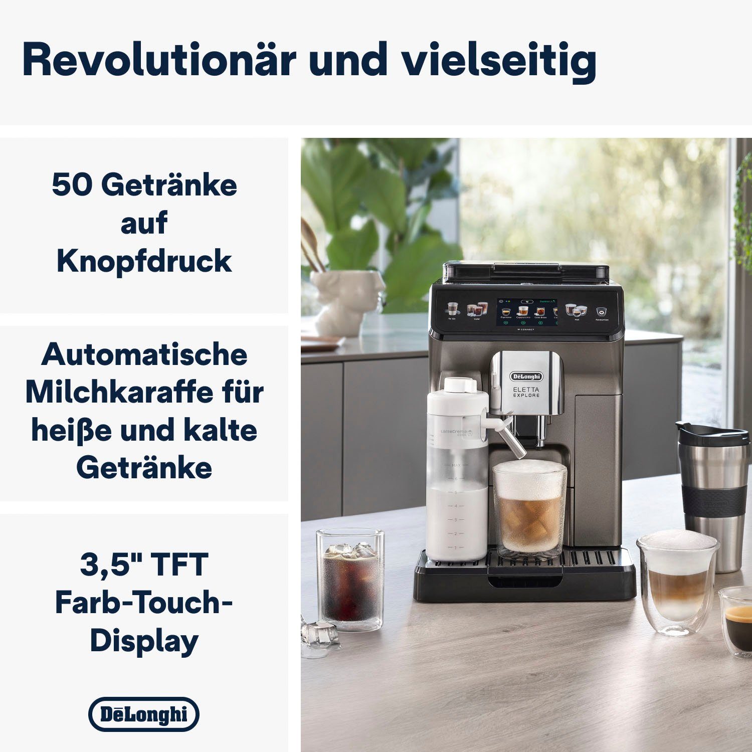 De'Longhi Volautomatisch koffiezetapparaat Eletta Explore Cold Brew ECAM450.86.T - 100 Rezepte (App), heiß & kalt