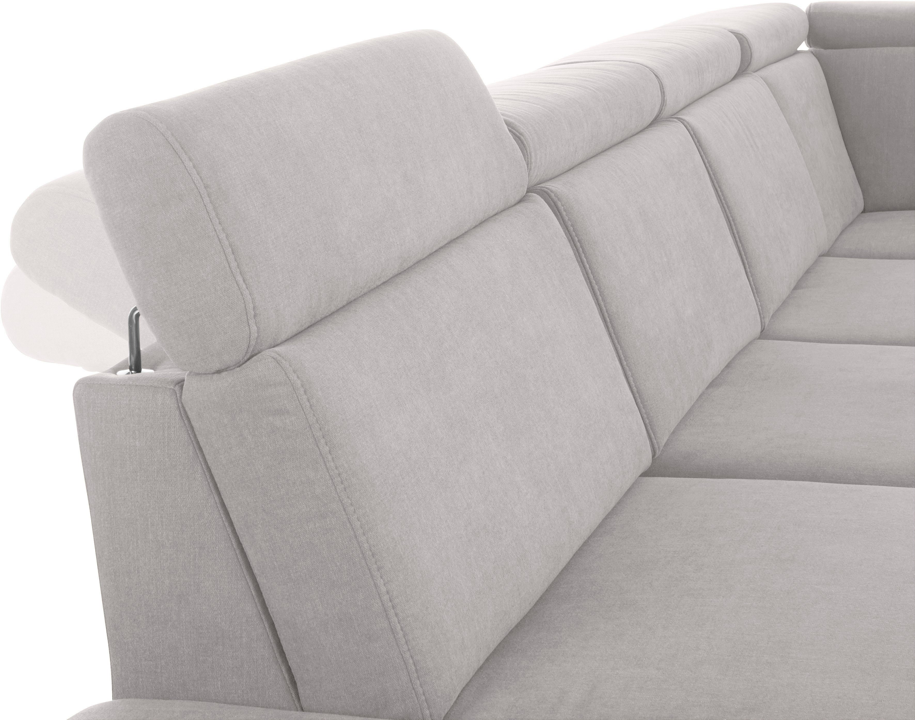 sit&more Zithoek Brisbane U-vorm Poothoogte 15 cm, inclusief verstelbare zitdiepte, armleuningen en hoofdeind