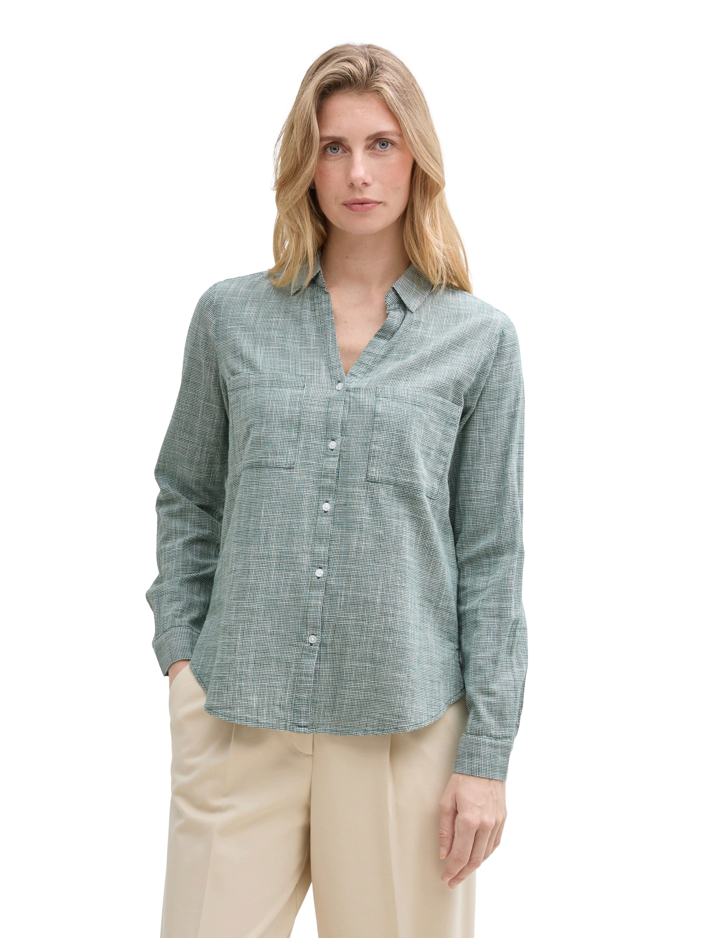 Tom Tailor Blouse met lange mouwen met borstzak dames blouses maat 46 groen