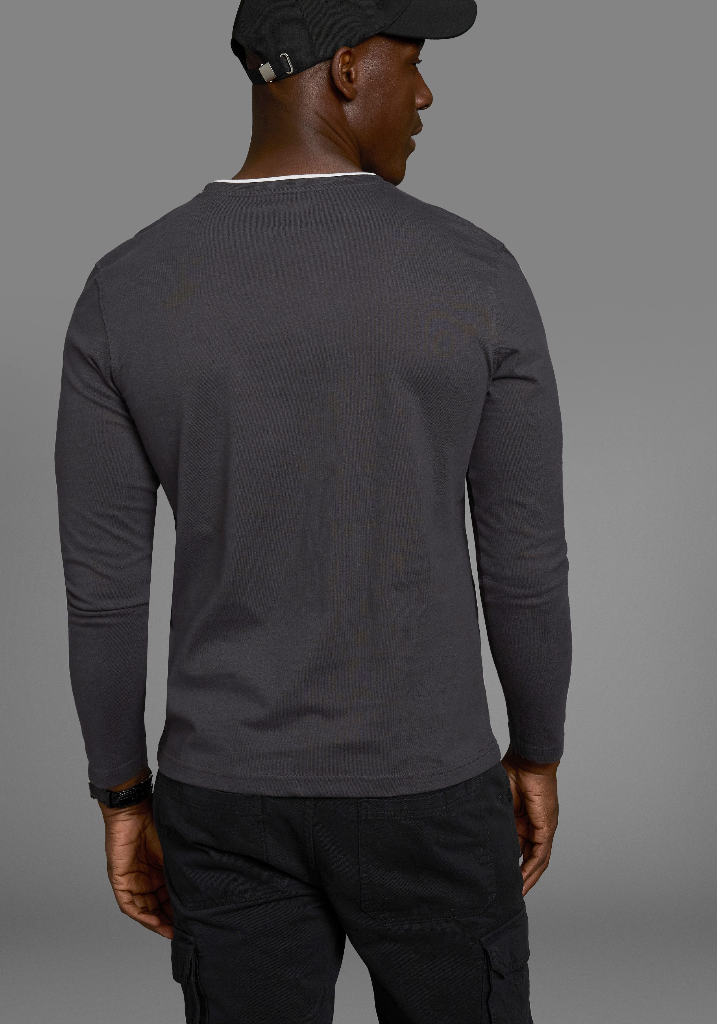 Man's World Shirt met lange mouwen Lange mouwen, bedrukt, ronde hals, van 100% katoen