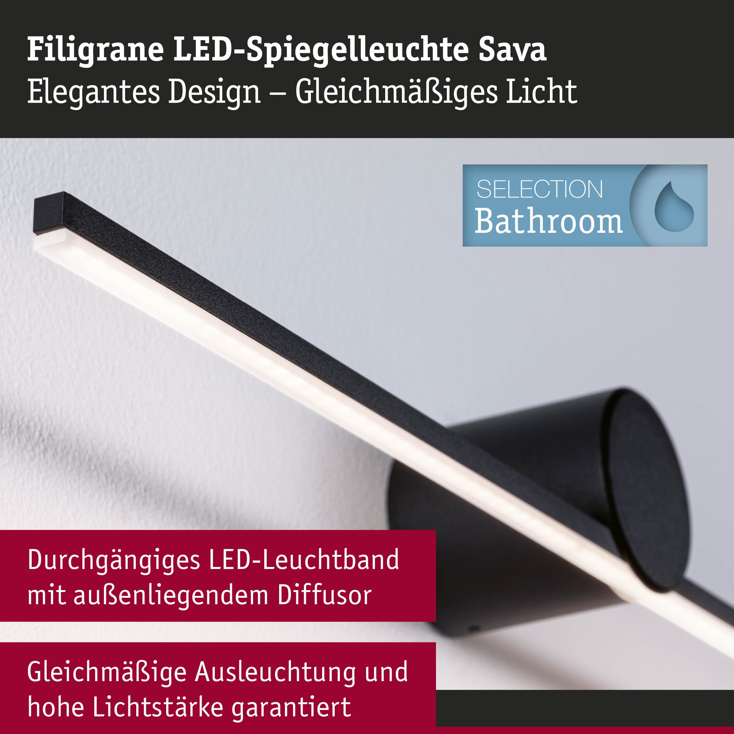 Paulmann Led-spiegellamp LED verlichtingspiegel Sava IP44 3000K 230V
