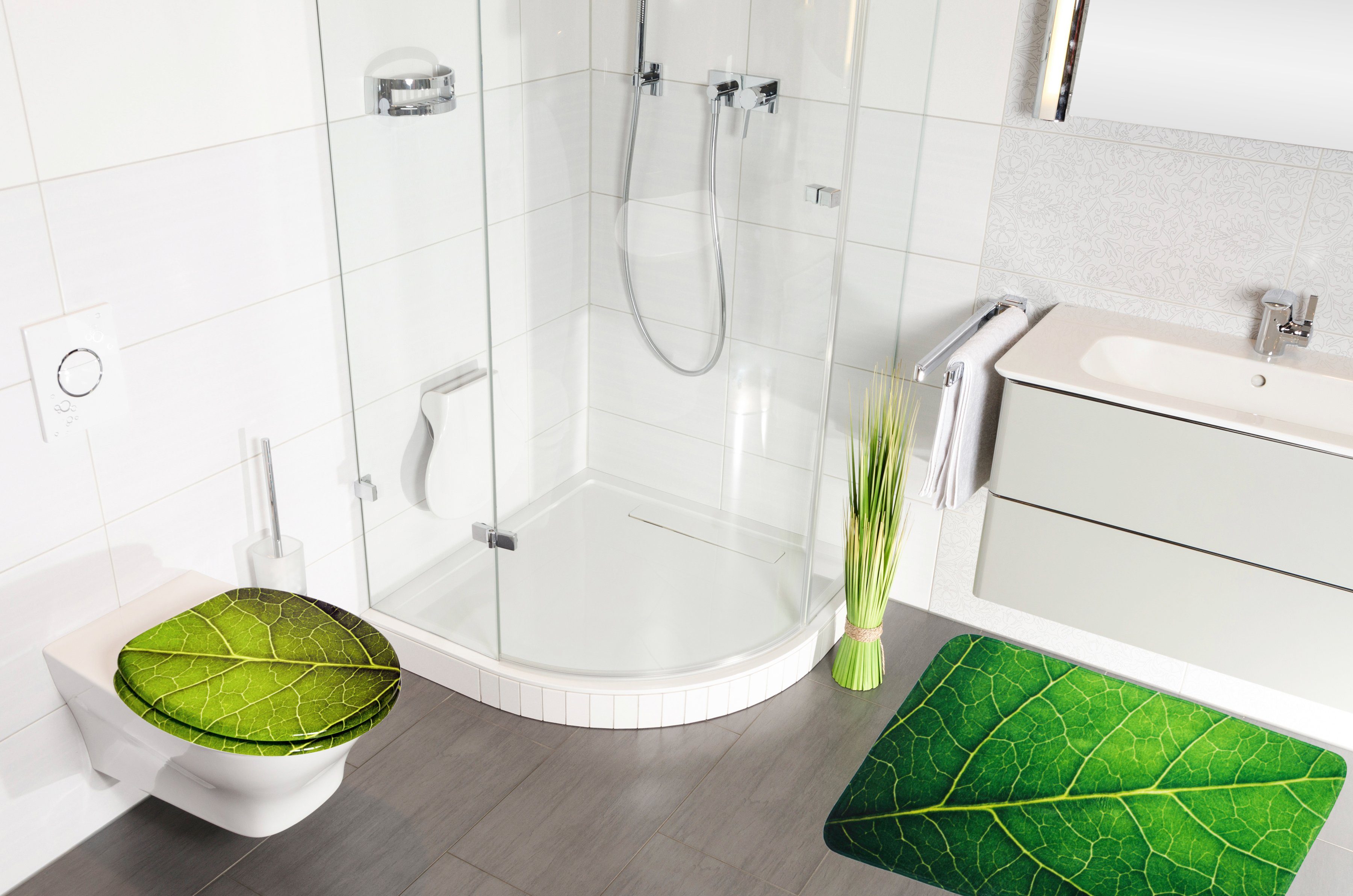 Sanilo Set badkameraccessoires Blad bestaand uit toiletzitting, badmat en wastafelplug (complete set, 3-delig)