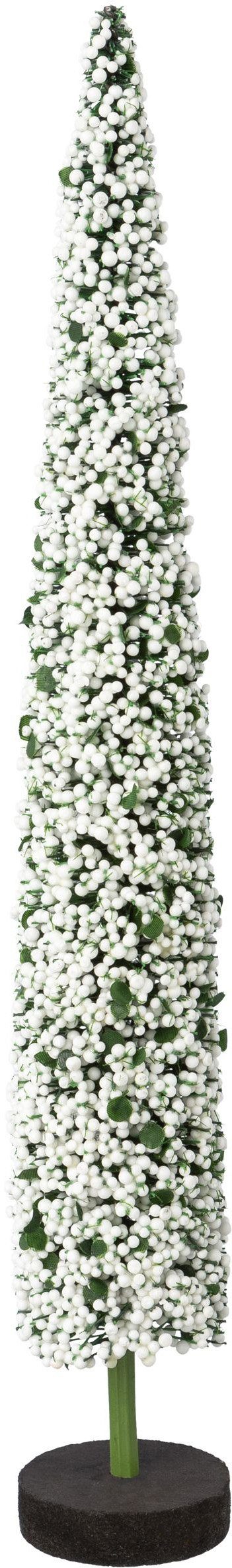 Creativ deco Deco-boom Kerst versiering op hoogwaardige houten basis, met parels versierd, hoogte 38 cm (2 stuks)