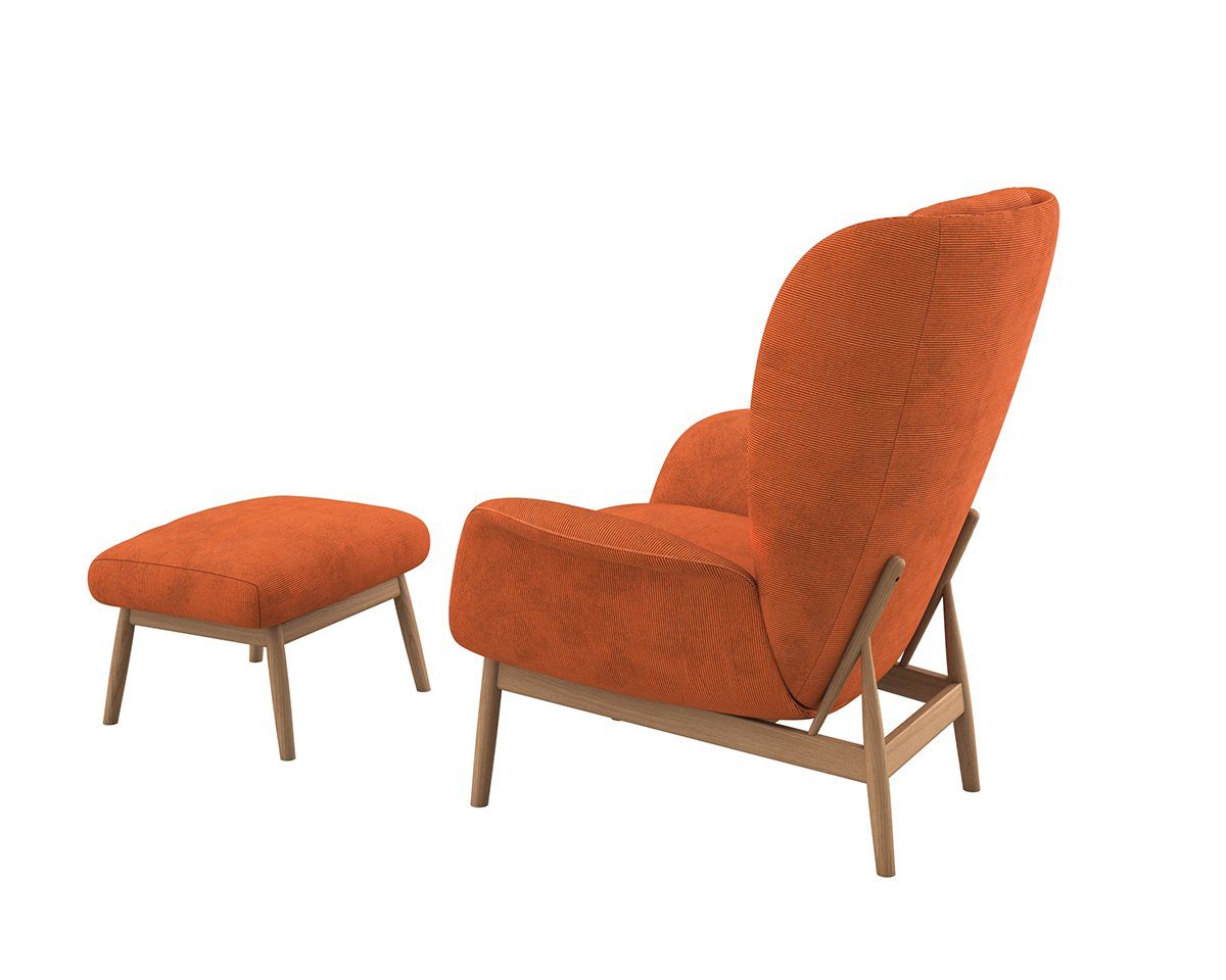 FLEXLUX Oorfauteuil Padova Stijl & comfort, organische vorm, geïntegreerde lendesteun, eikenhouten voet