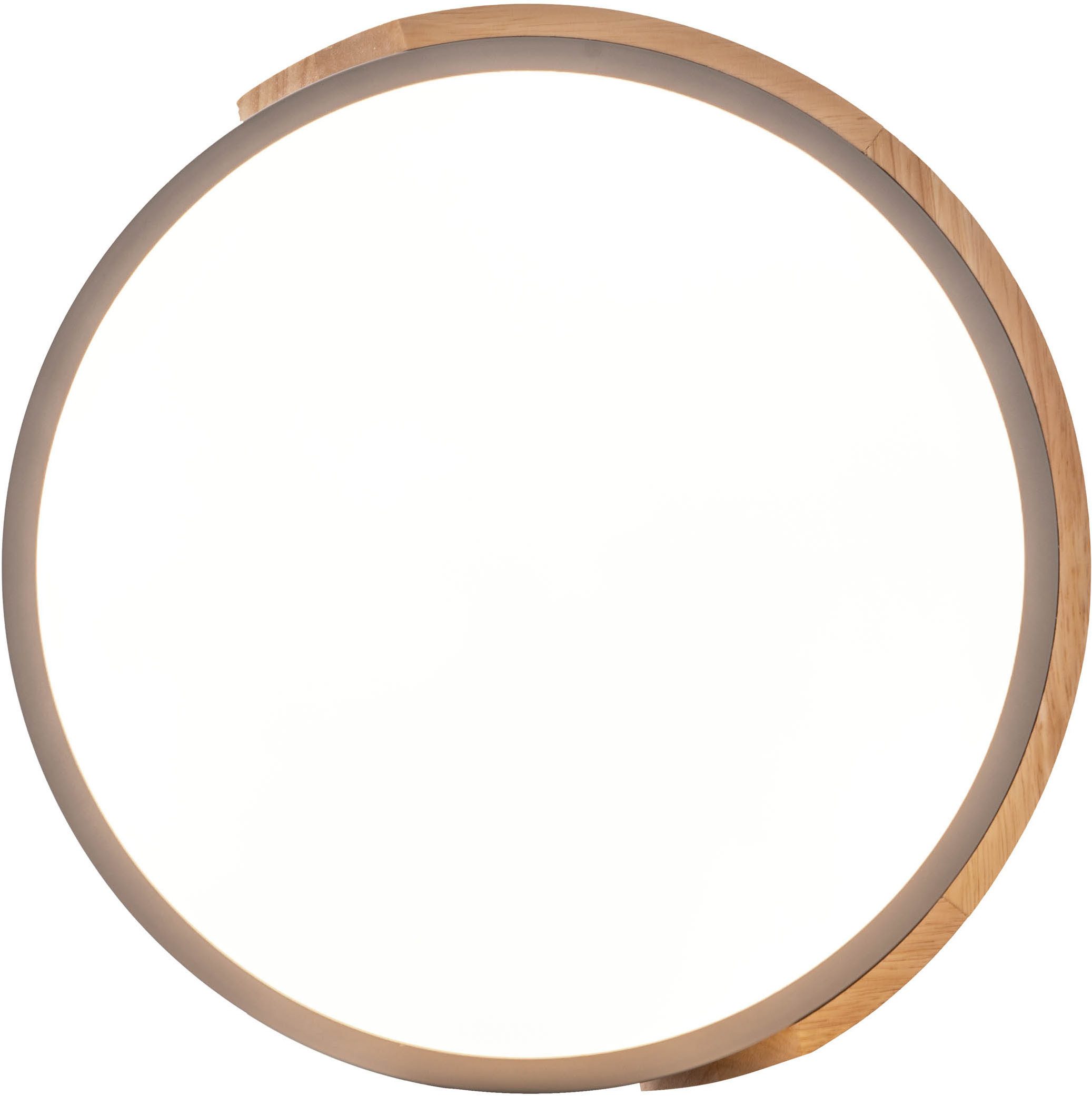 näve Led-plafondlamp Borneo Dimmbaar via afstandsbediening (incl.), CCT, geheugen, nachtlampje, houten rand (1 stuk)
