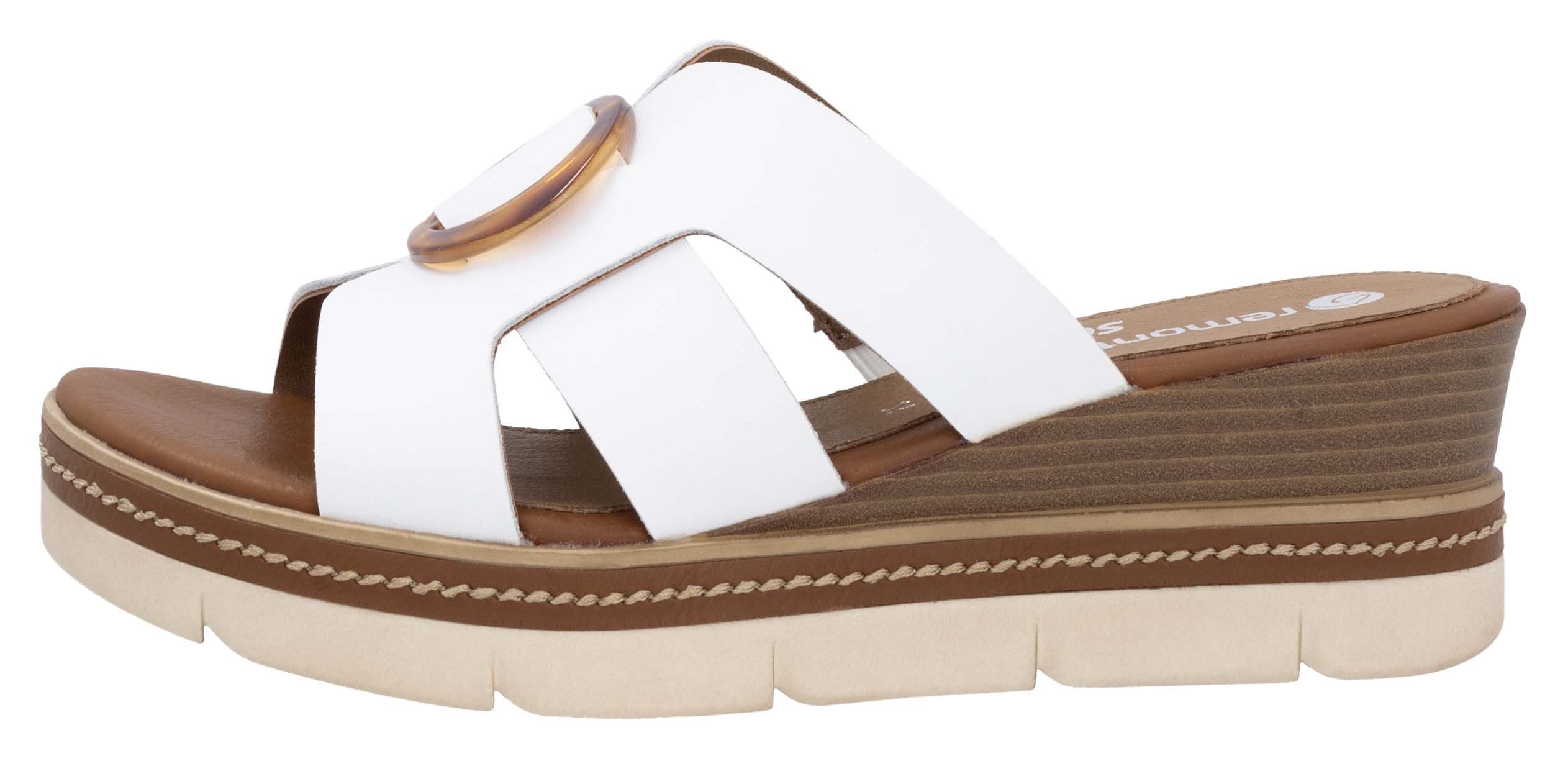 Remonte Slippers , wig hak, zomerschoen, instapschoen met mooie decoratieve gesp