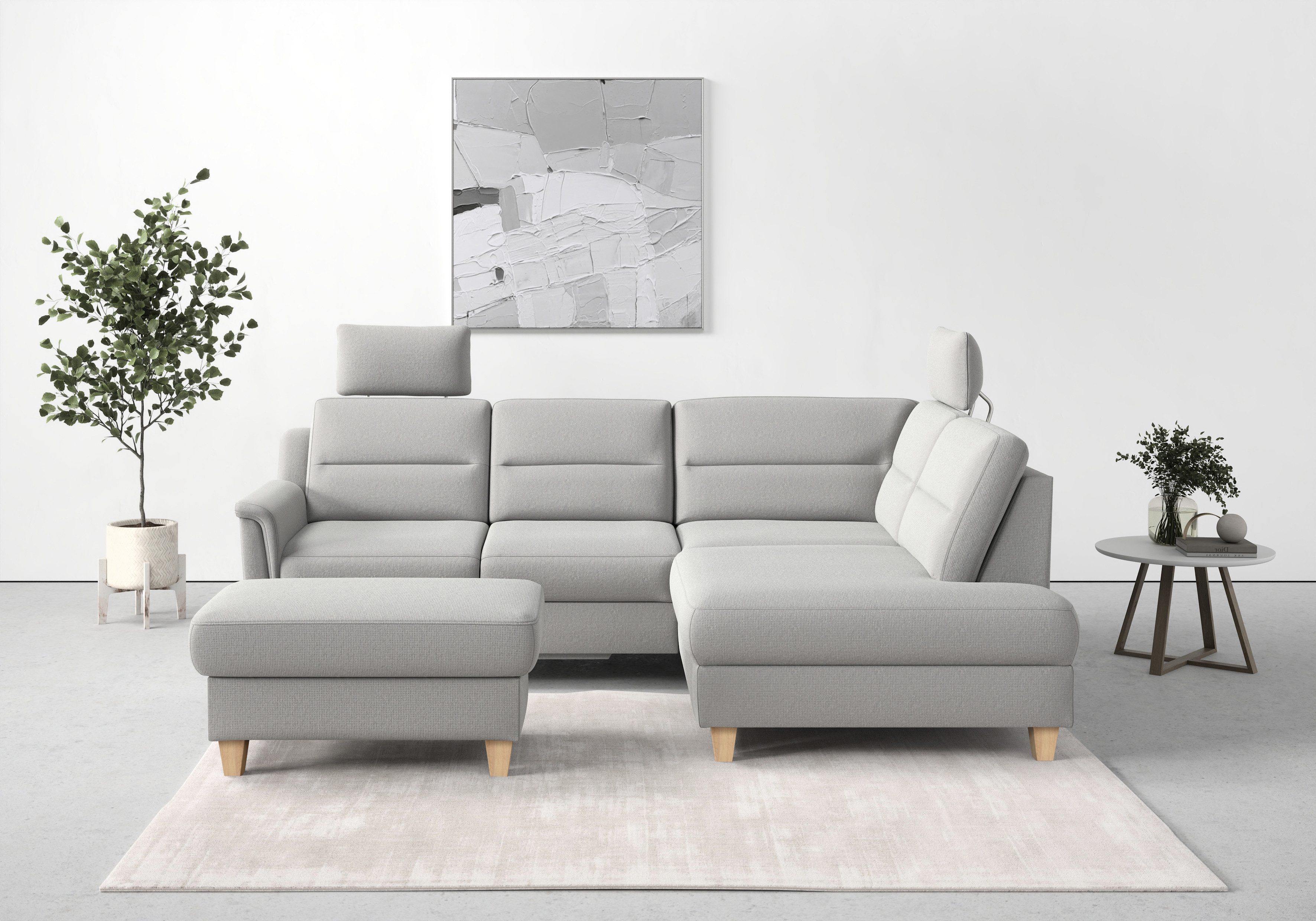 sit&more Hocker met bergruimte Farö met bergruimte en binnenvering en naturelkleurige poten
