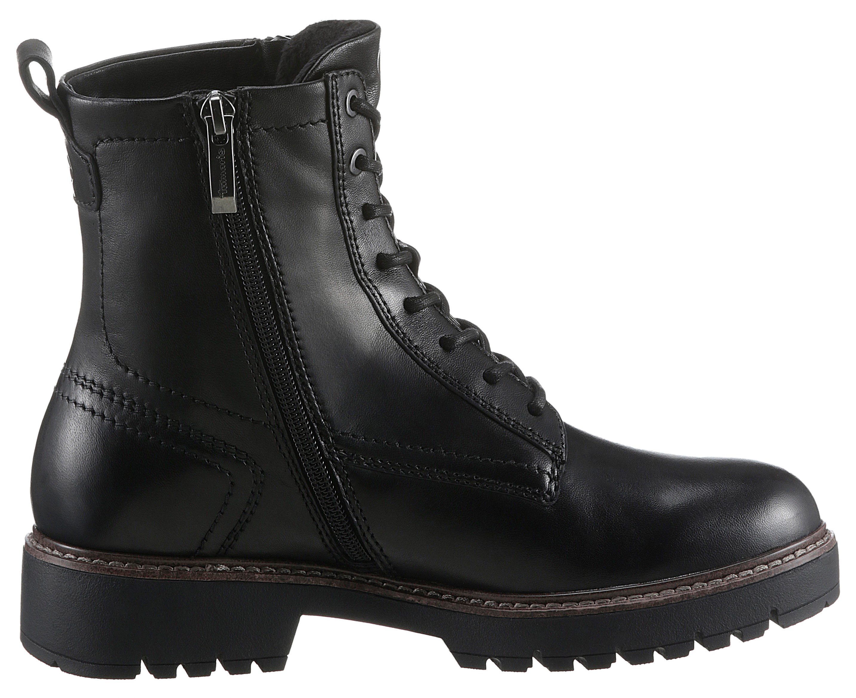 Tamaris Veterschoenen blokhak, veterschoen, combat-boots met contrast-raamnaad