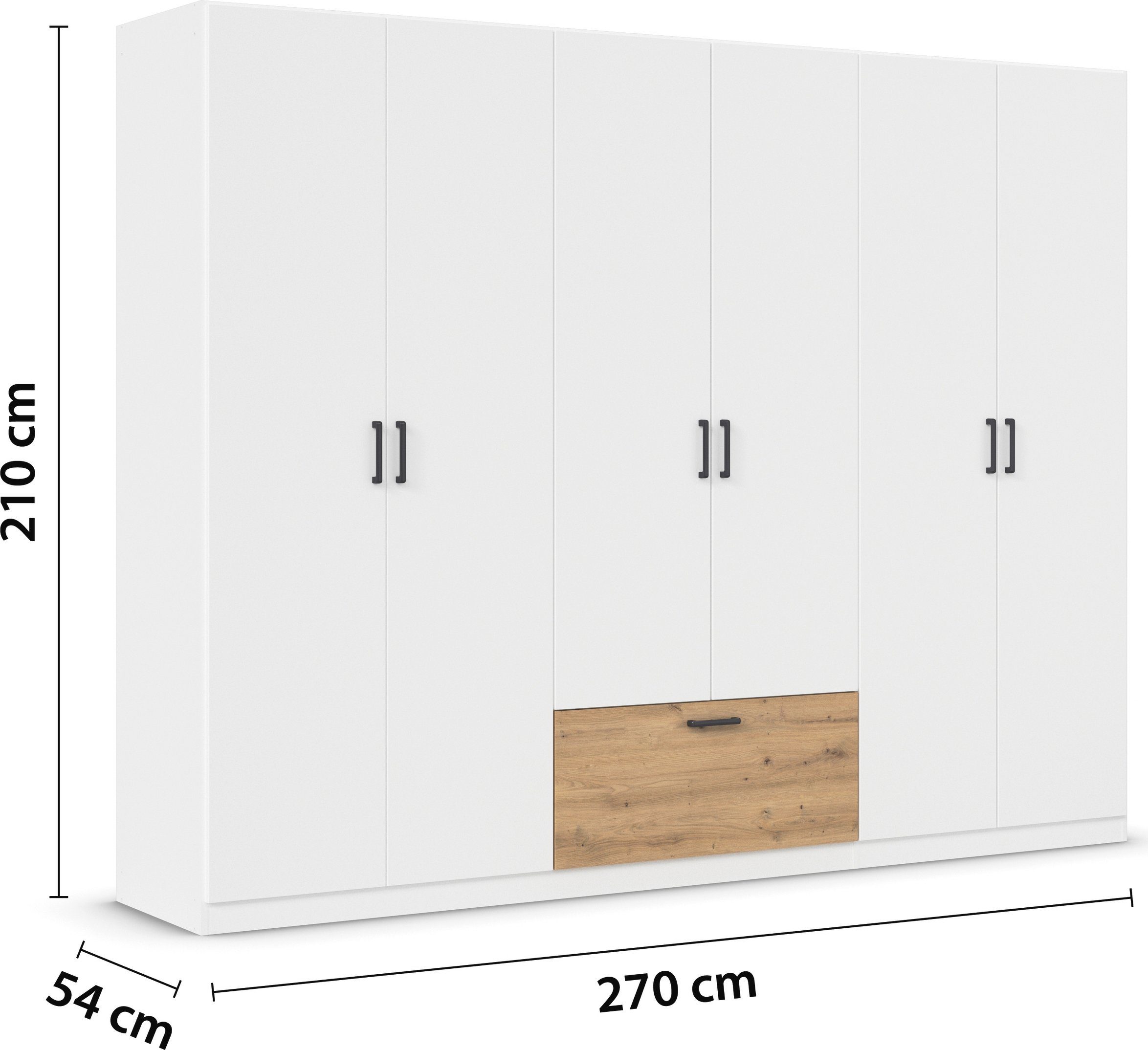 rauch Draaideurkast Kledingkast kast garderobe waskast BARI met lades in het midden, moderne greep in grijs metallic made in germany