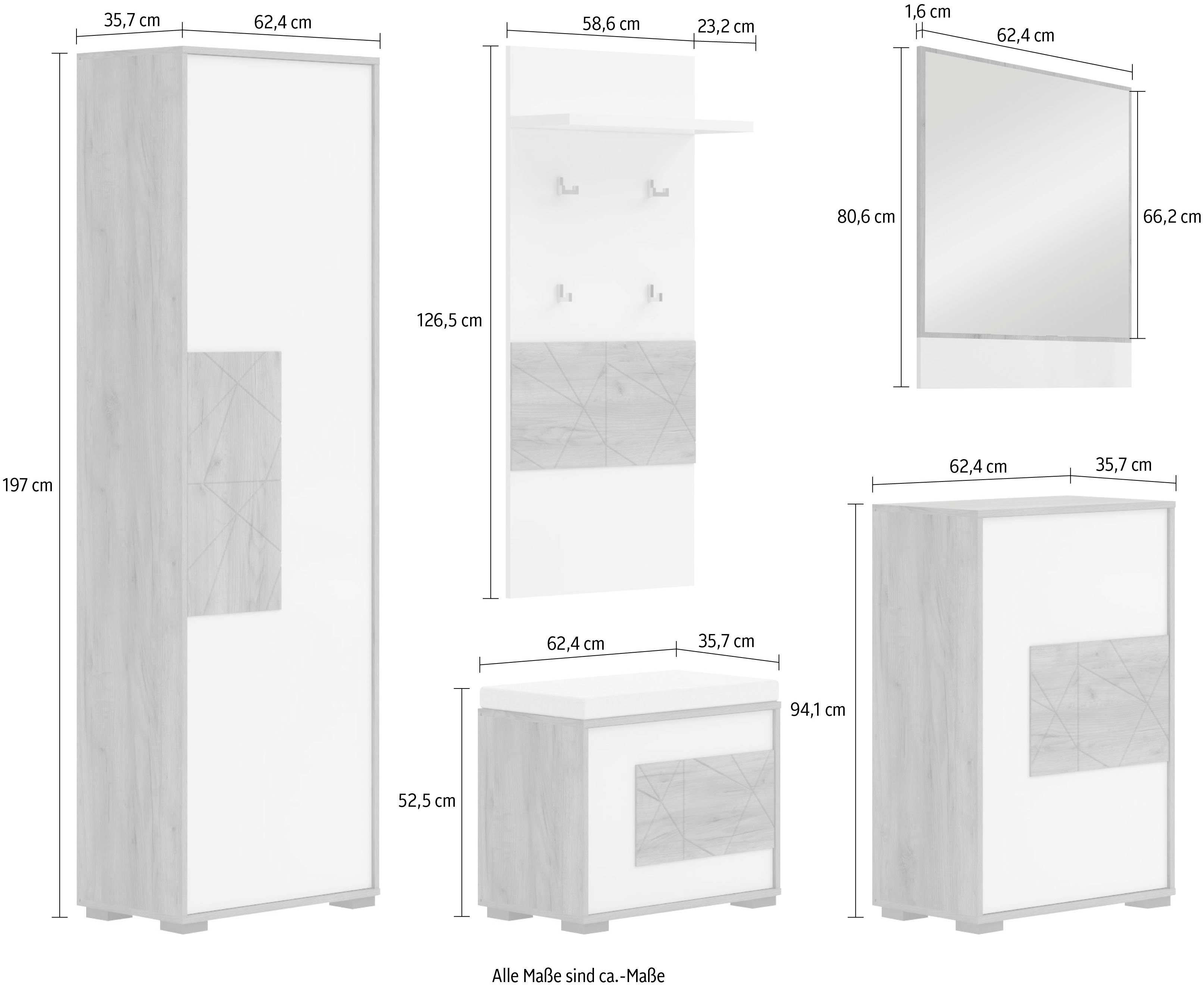 Places of Style Halmeubelset Stela Hoogglans UV-gelakt (set, 5-delig)