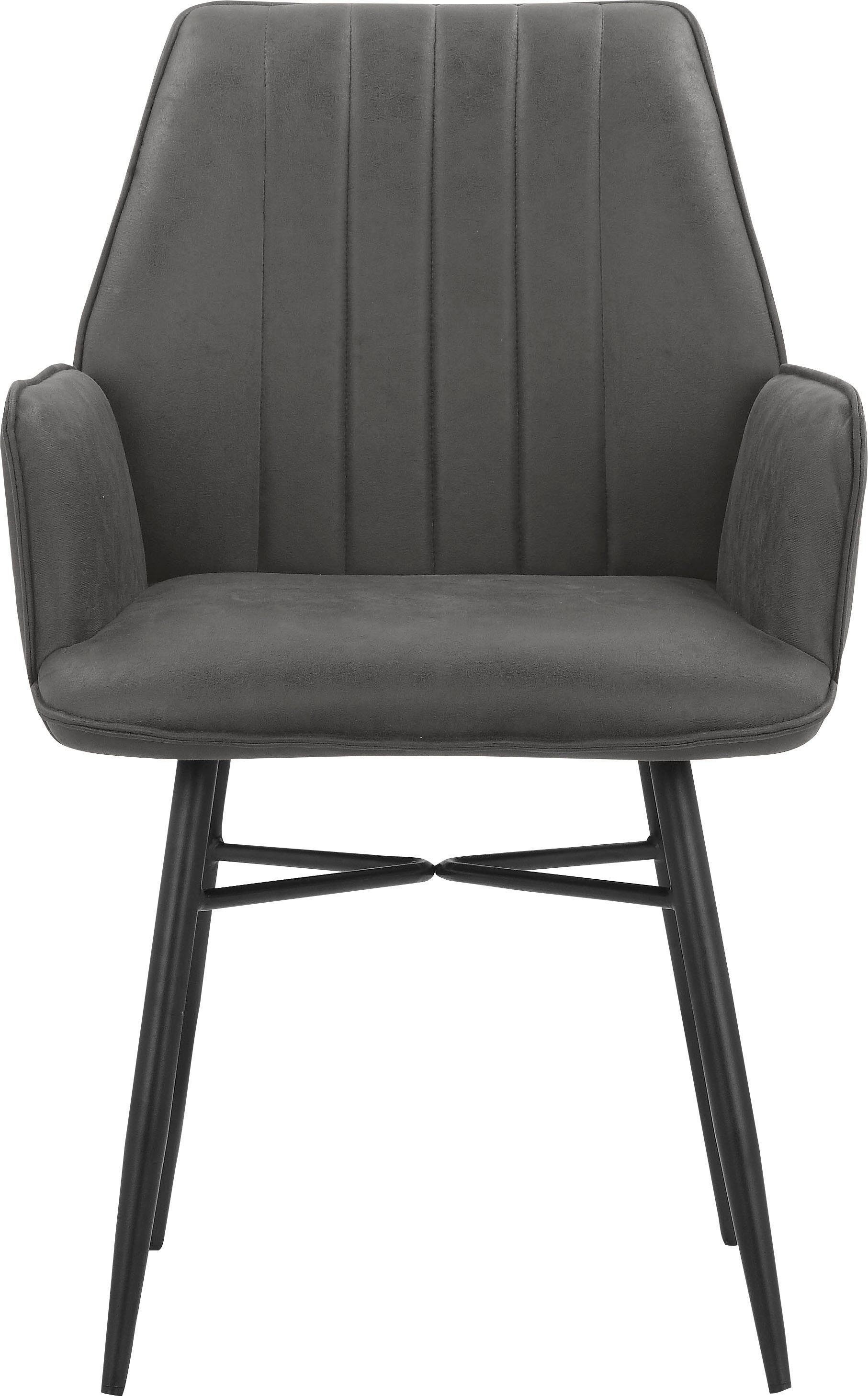 Leonique Eetkamerstoel Hrodwyn Zacht beklede zitting, met horizontale naden op de achterkant, zithoogte 52 cm (2 stuks)