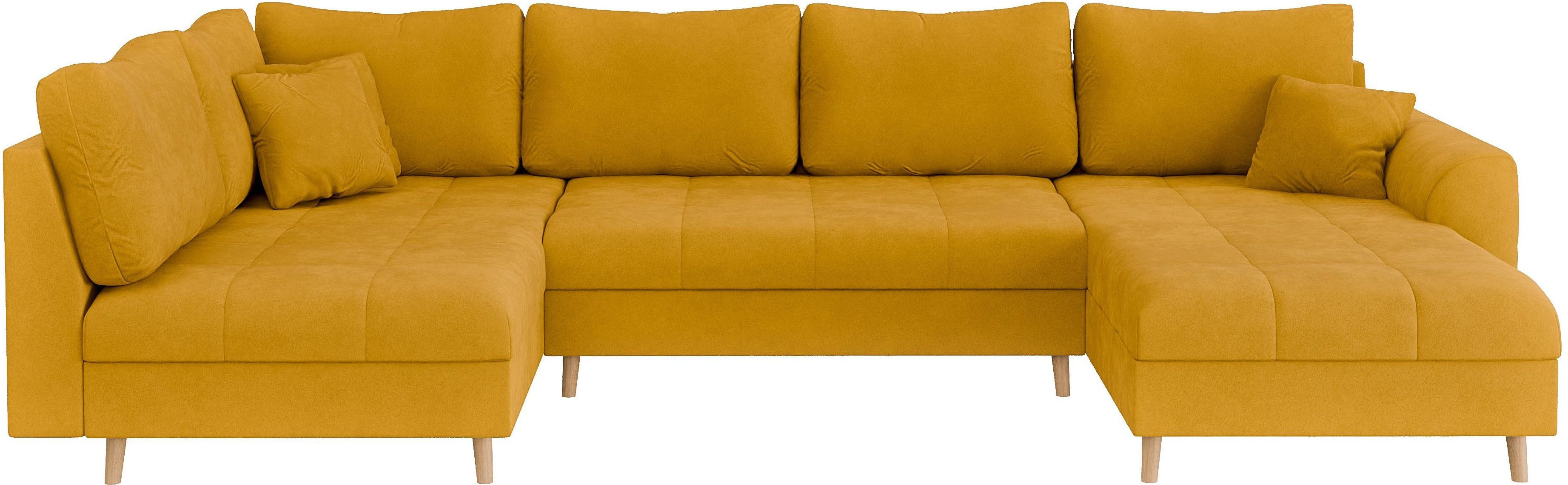 Home affaire Zithoek CHARRE U-vorm met ottomane, afmetingen B/D/H: 310/161/81 cm fijne stiksels, losse rug- en sierkussens, ook in cord en bouclé