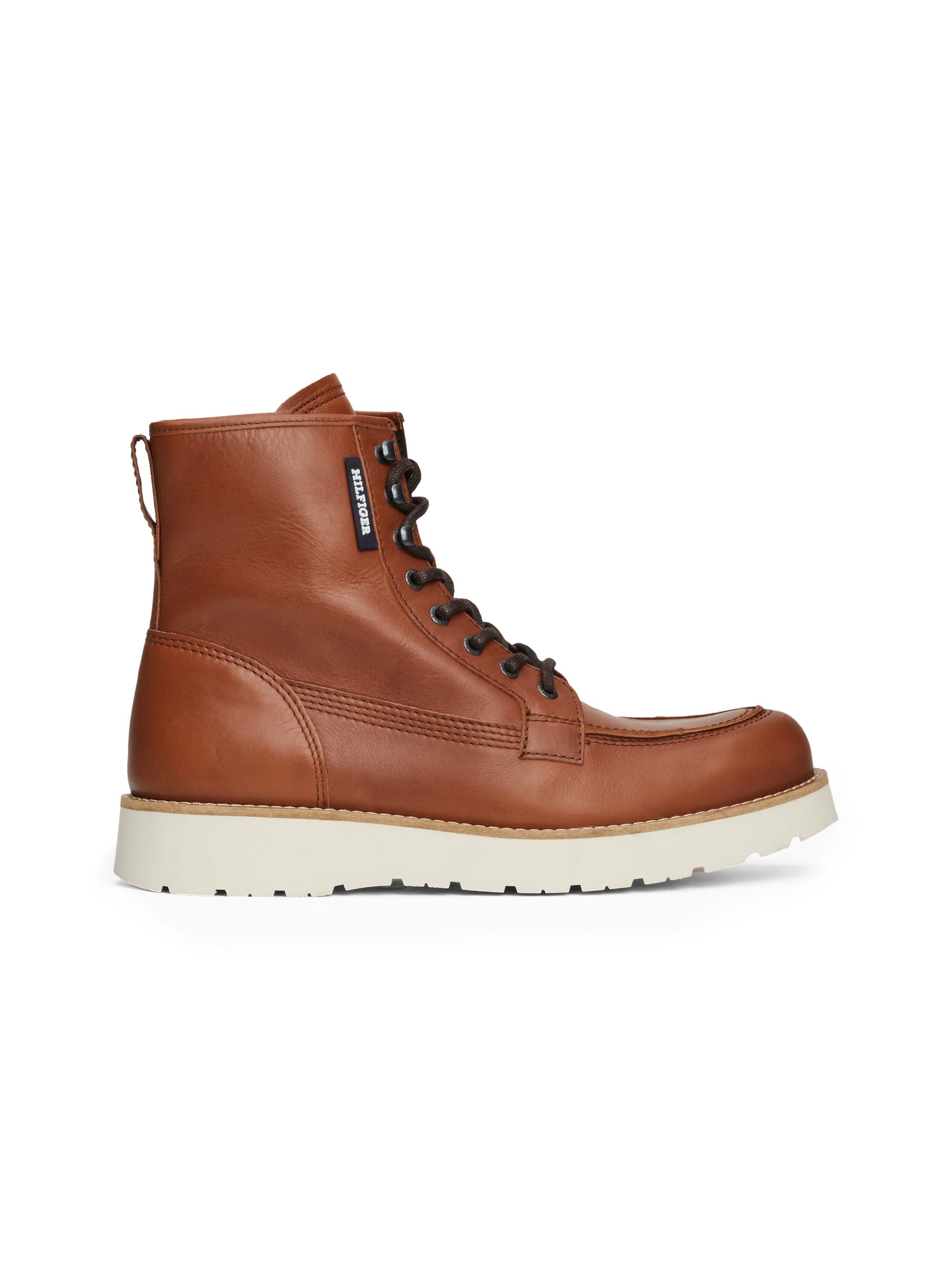 Tommy Hilfiger Veterschoenen TH AMERICAN PREM CHECK LTH BOOT , plateau, herfstmode, veterschoenen met label