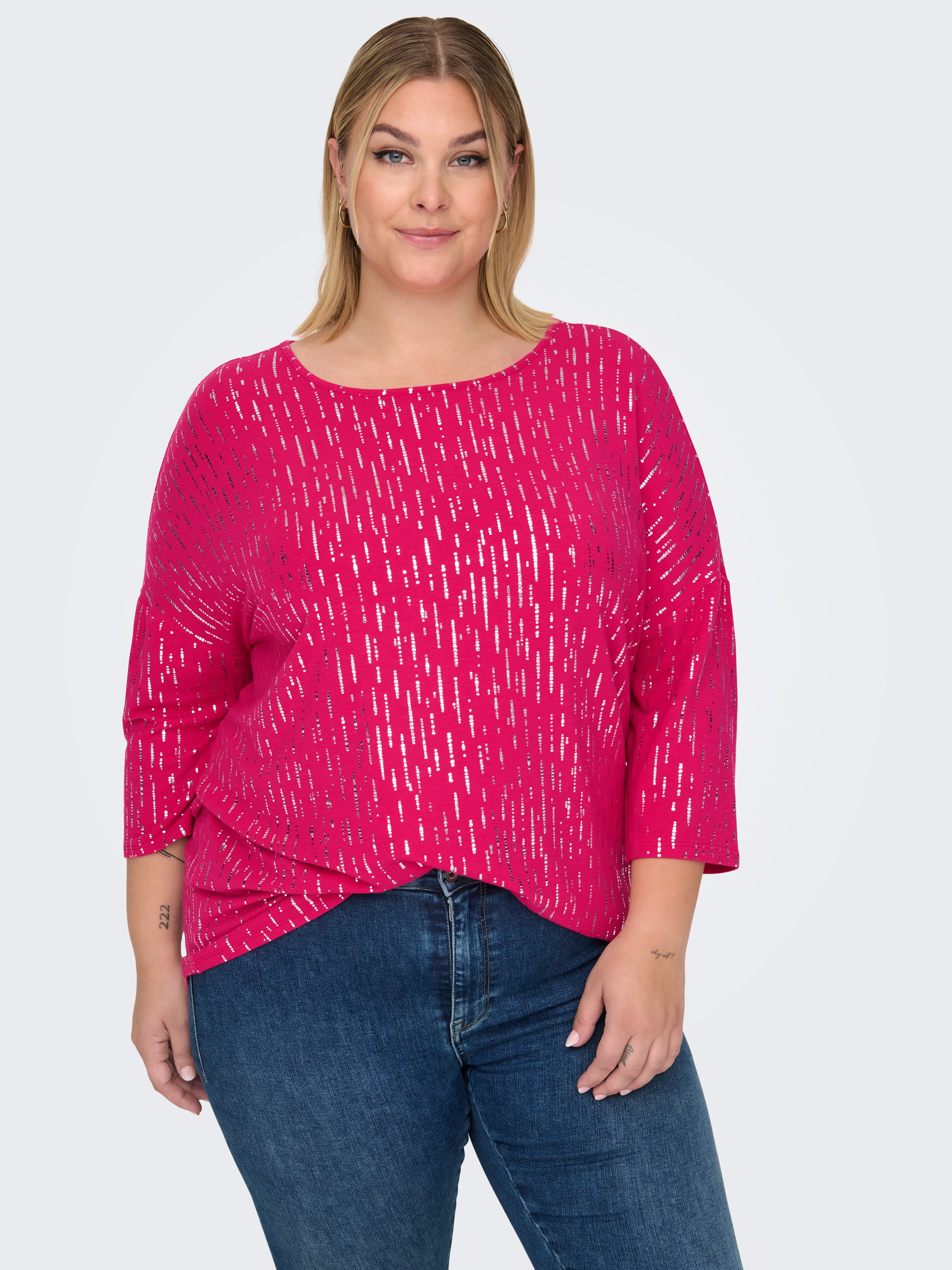 ONLY CARMAKOMA Shirt met ronde hals CARFOILA 3 4 O-NECK TOP JRS BF