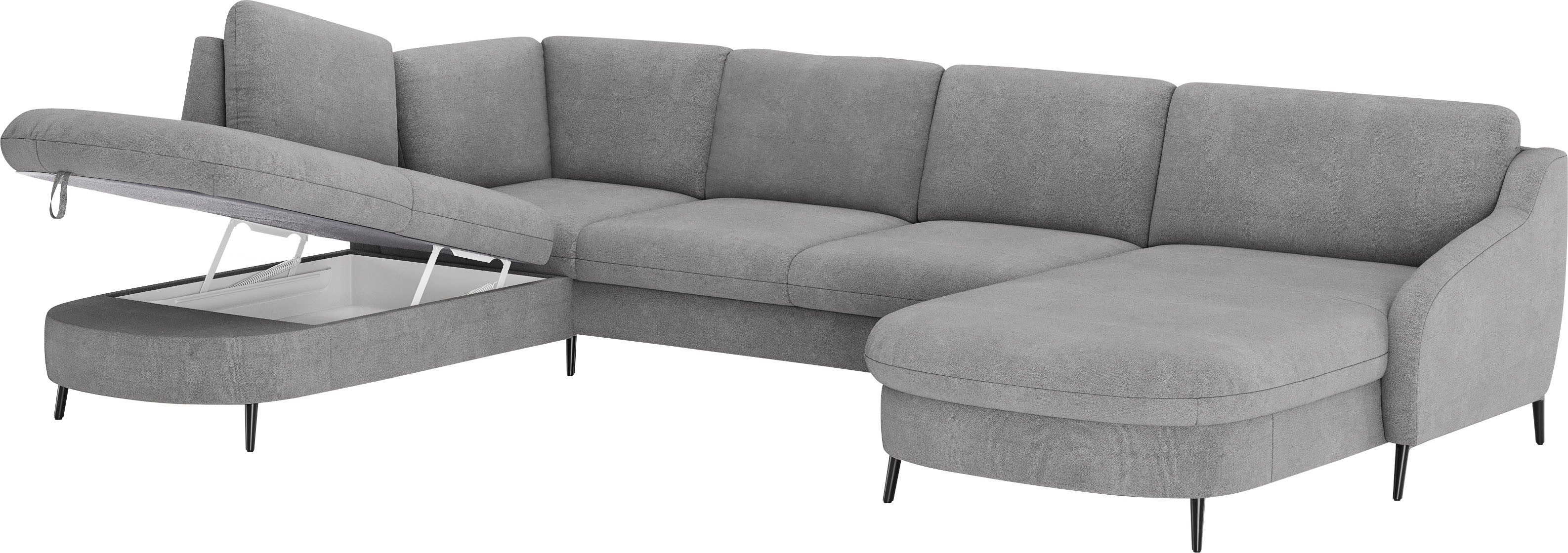 sit&more Zithoek Soul U-model optioneel met bedfunctie en bedlade of lade