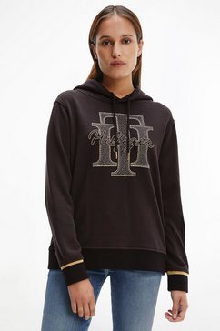 tommy hilfiger sweatshirt regular th crystal hoodie met glinsterend tommy hilfiger-logo-opschrift zwart