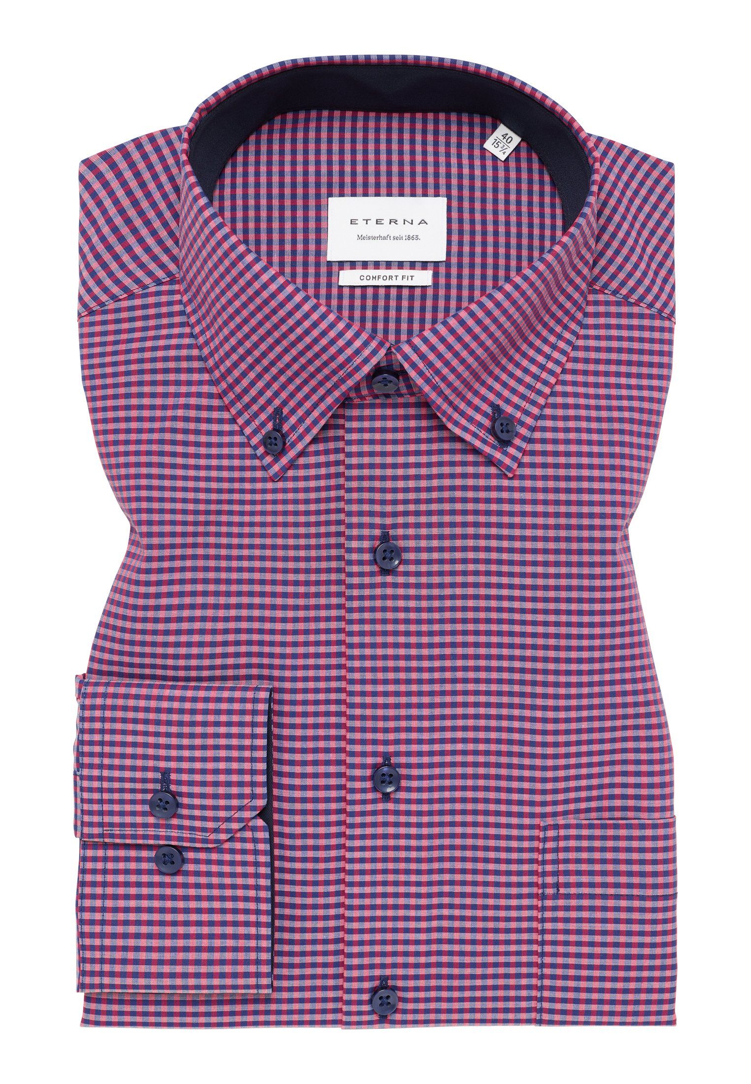 Eterna Overhemd met lange mouwen Comfort fit NON IRON (strijkvrij)