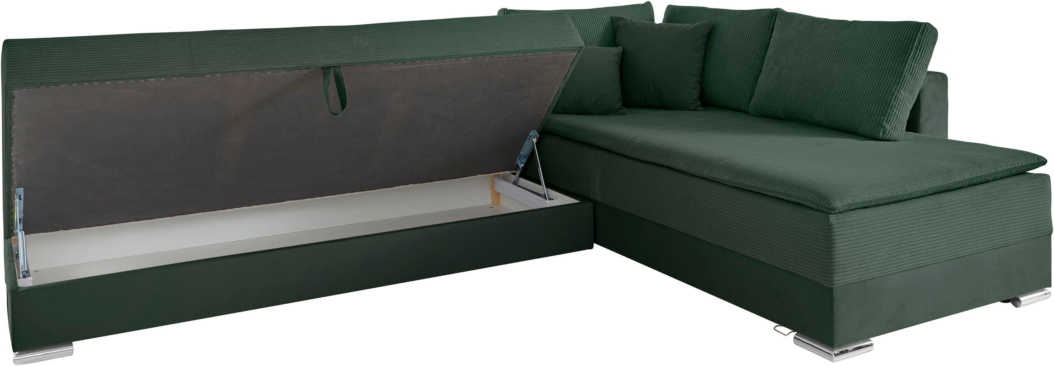 INOSIGN Hoekbank Boxspringbed Night & Day L-vorm met permanente slaapfunctie met armleuning