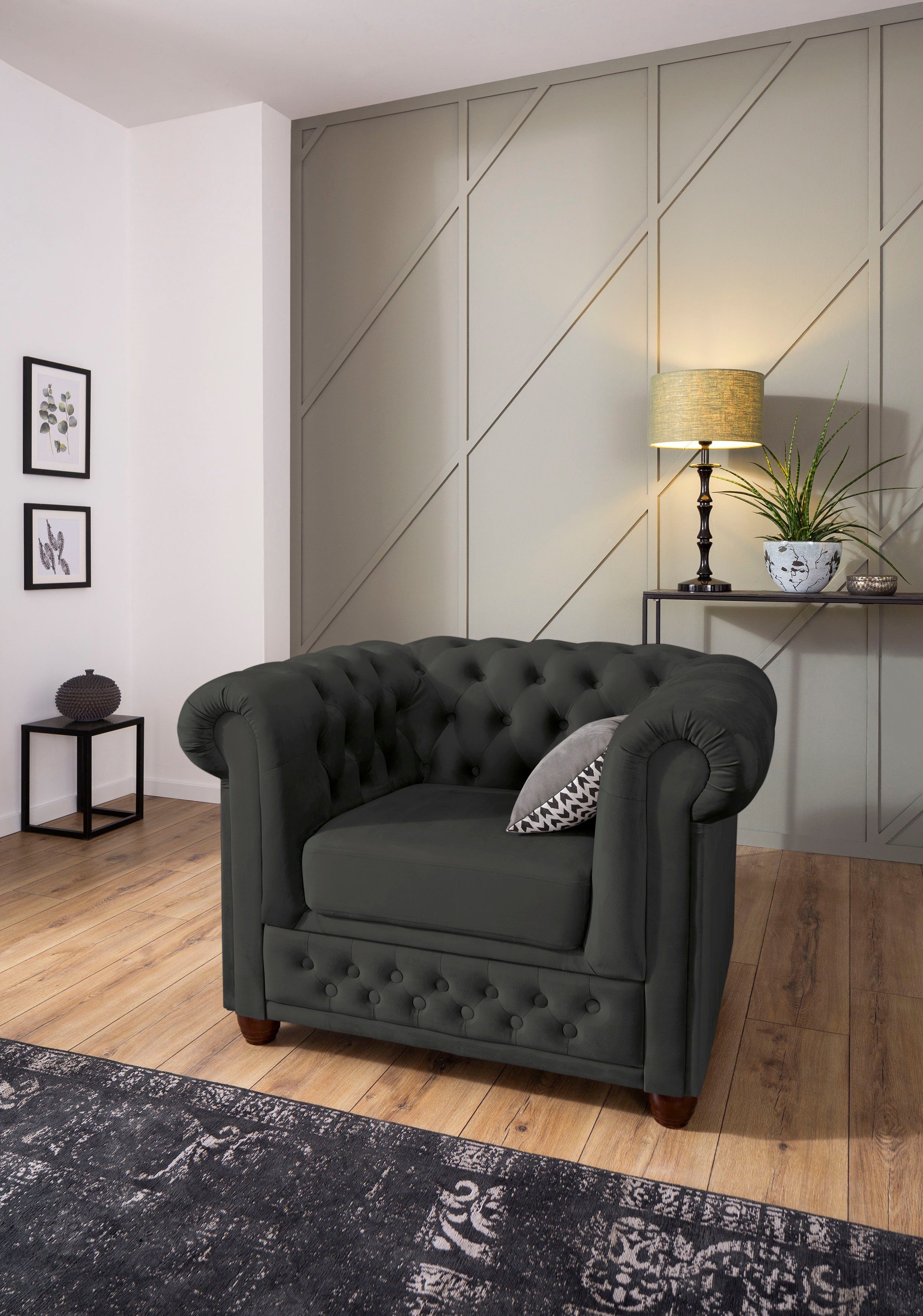 Home affaire Chesterfield-fauteuil New Castle hoogwaardige capitonnage, bxdxh: 104x86x72 cm