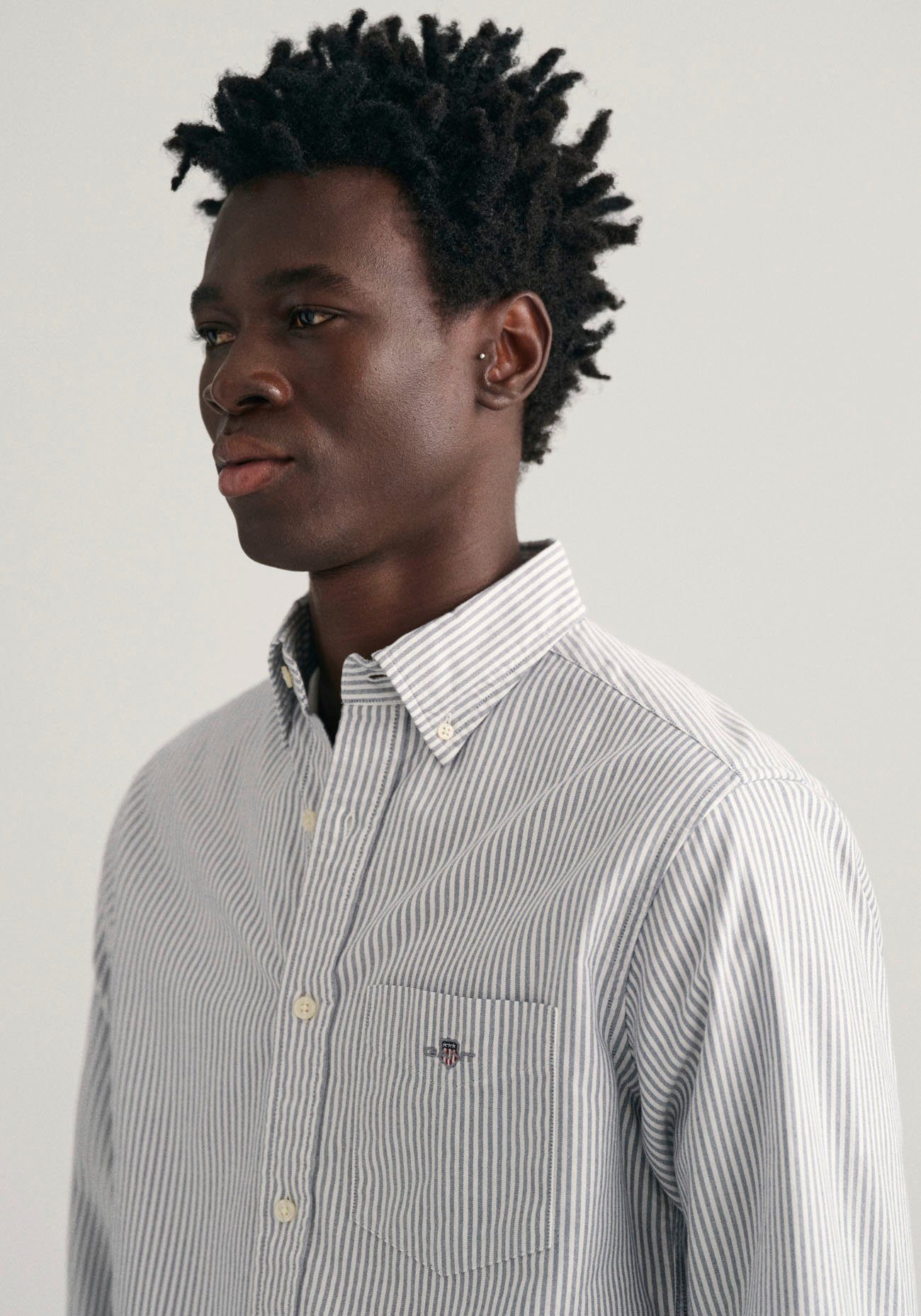 Gant Overhemd met lange mouwen Regular fit Oxford overhemd gestructureerd duurzaam dikker gestreept
