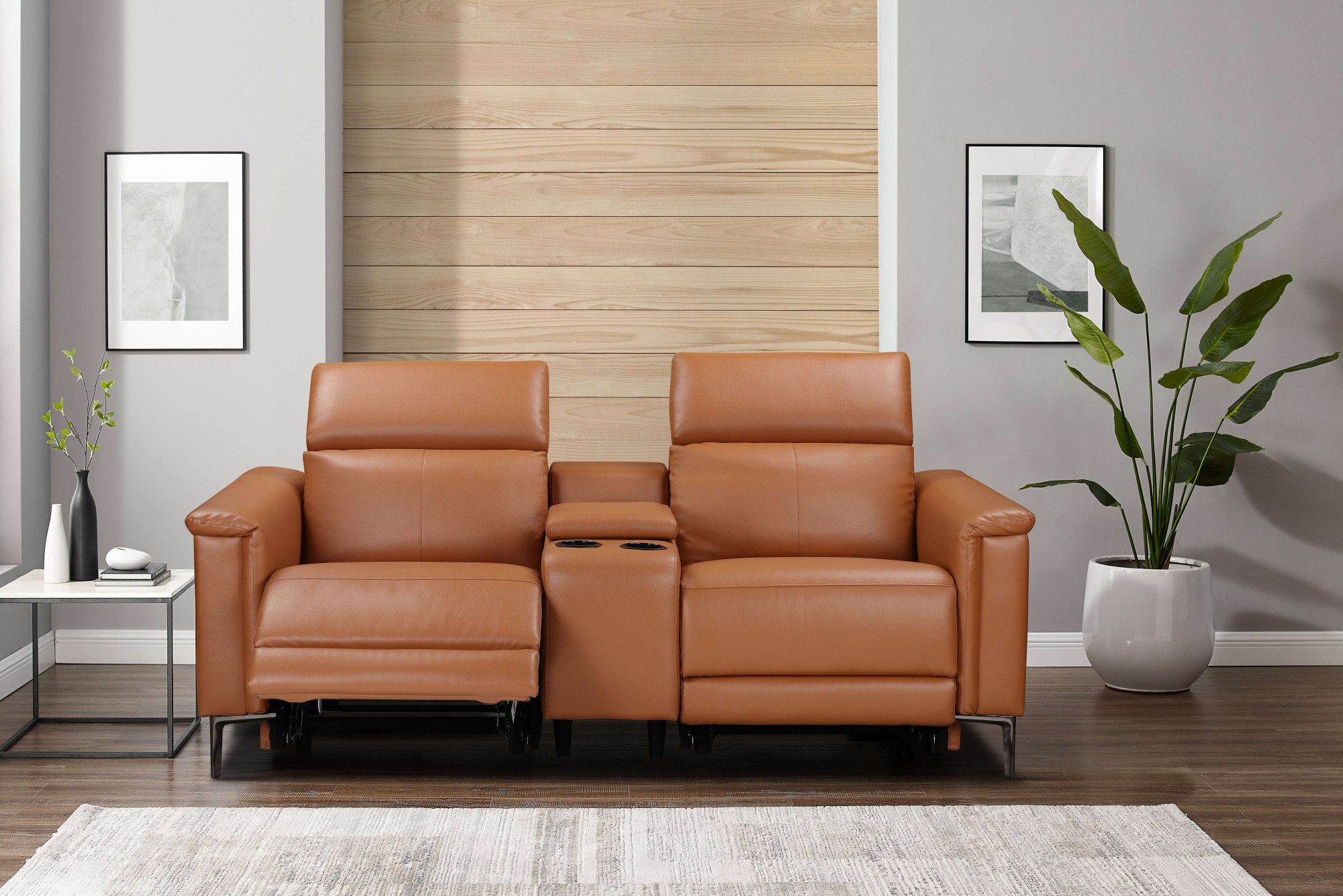 Places of Style 2-zitsbank Lund, 2-zits bioscoopbank, tv-fauteuil, multimedia-sofa, USB-A met elektrische of handmatige relaxfunctie, bekerhouder en opbergruimte