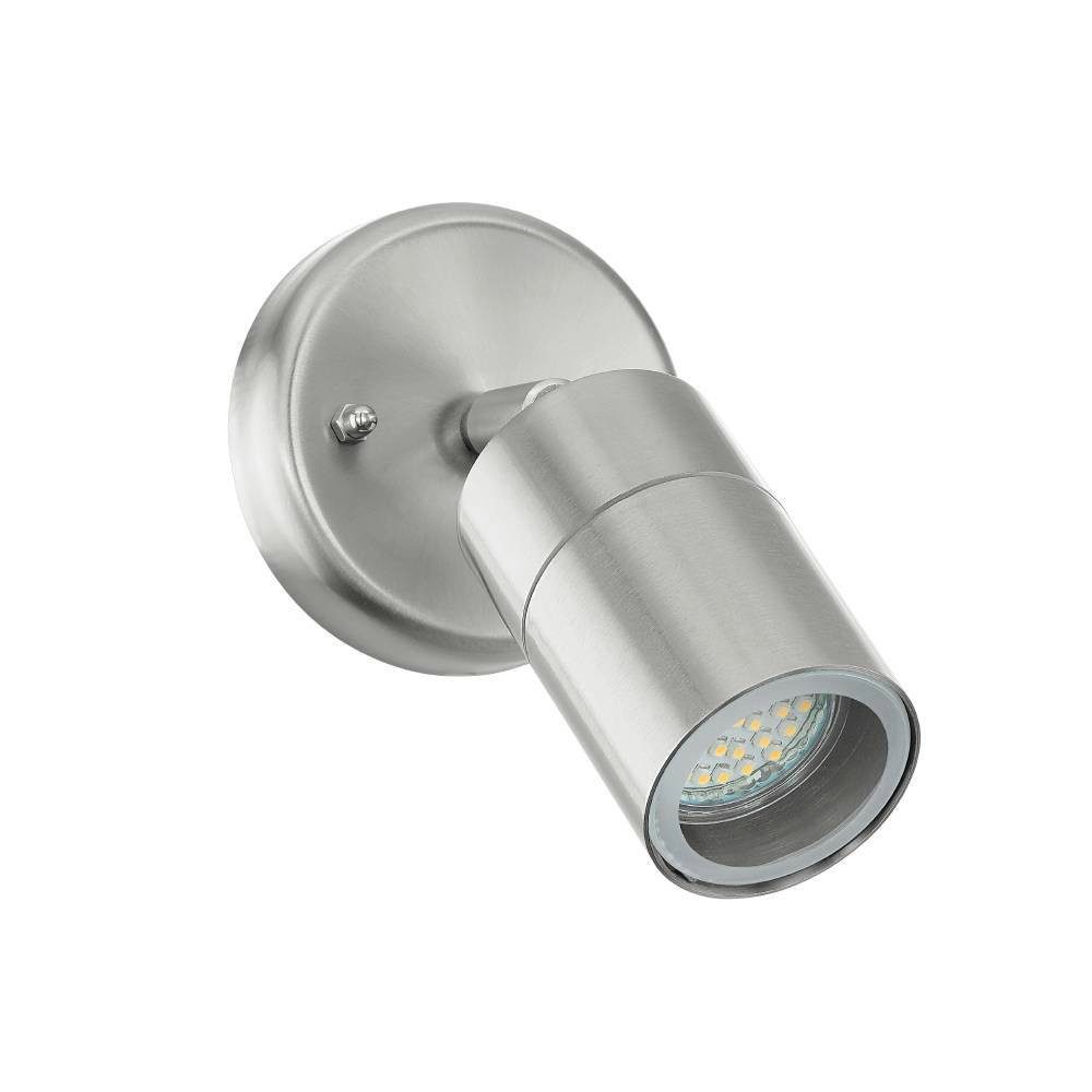 EGLO Ledwandlamp voor buiten STOCKHOLM1 spot, wandspot, buitenlamp, roestvrij staal, zilver, IP44 (1 stuk)