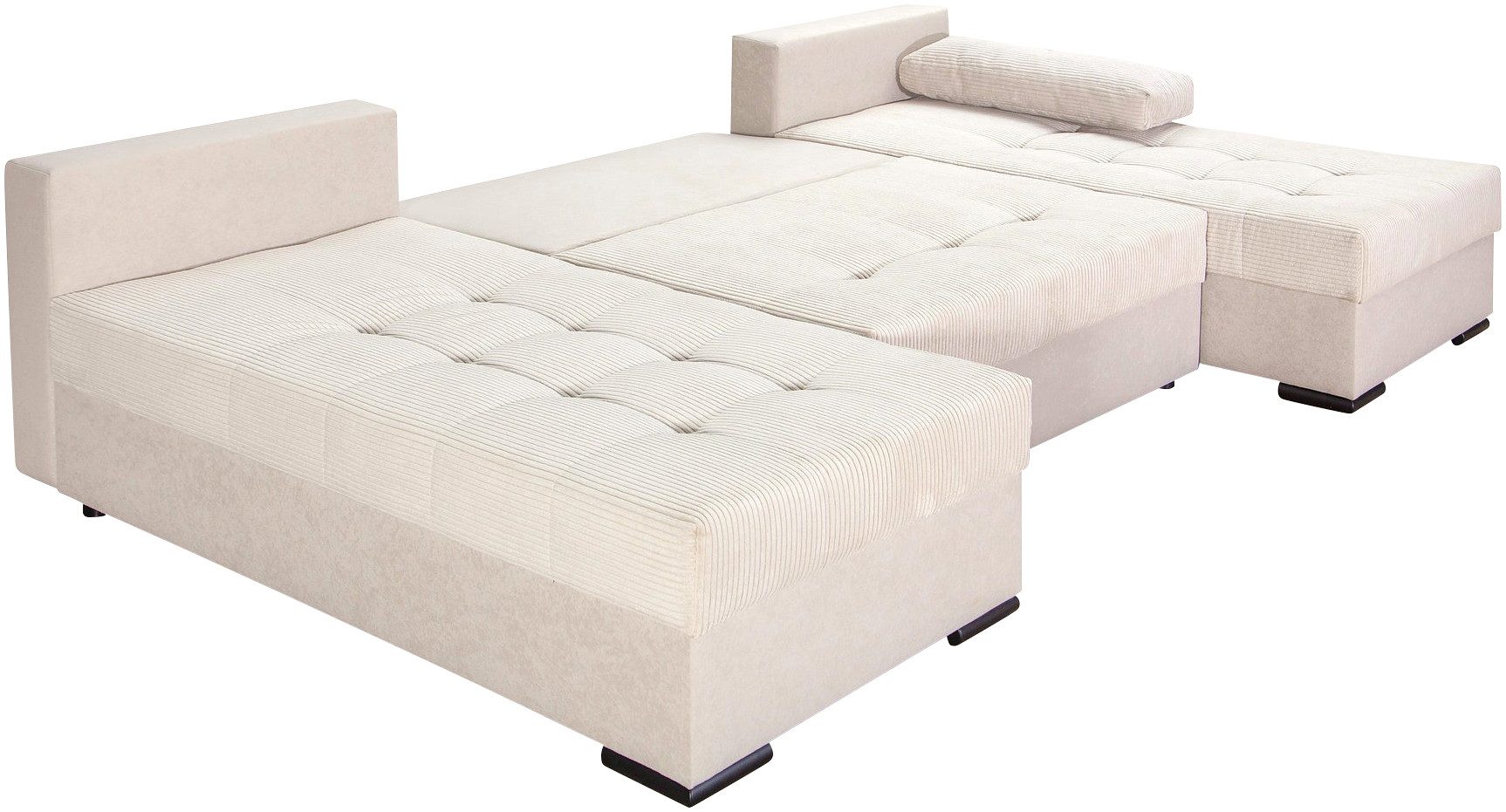 COLLECTION AB Zithoek Josy U-vorm, breedte 269 cm, platweefsel, structuur, kunstleer