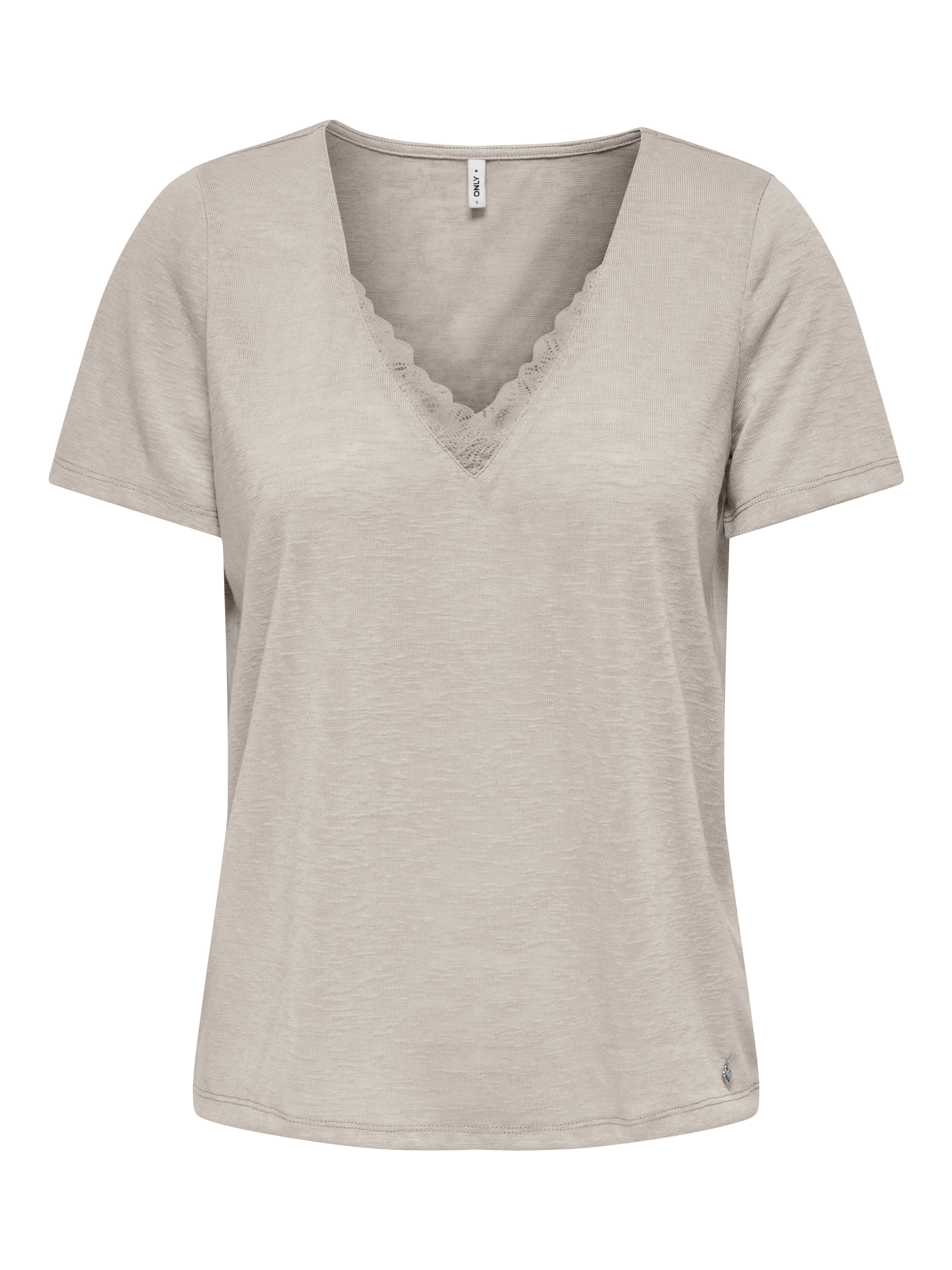 Only Shirt met V-hals ONLZOLA LIFE S/S V-NECK LACE TOP JRS