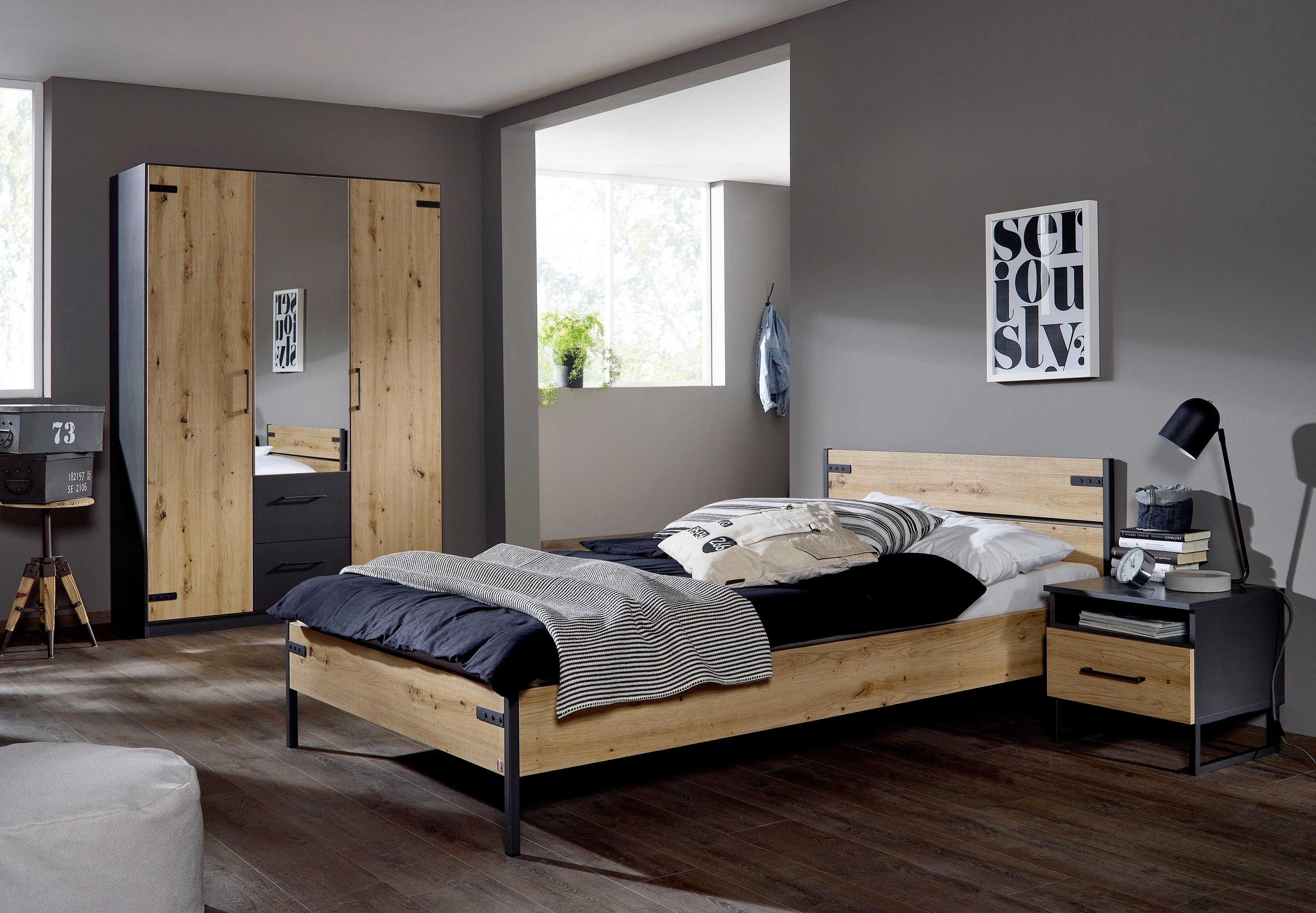 rauch Nachtkastje Holmes in industriële stijl, 2-delige set